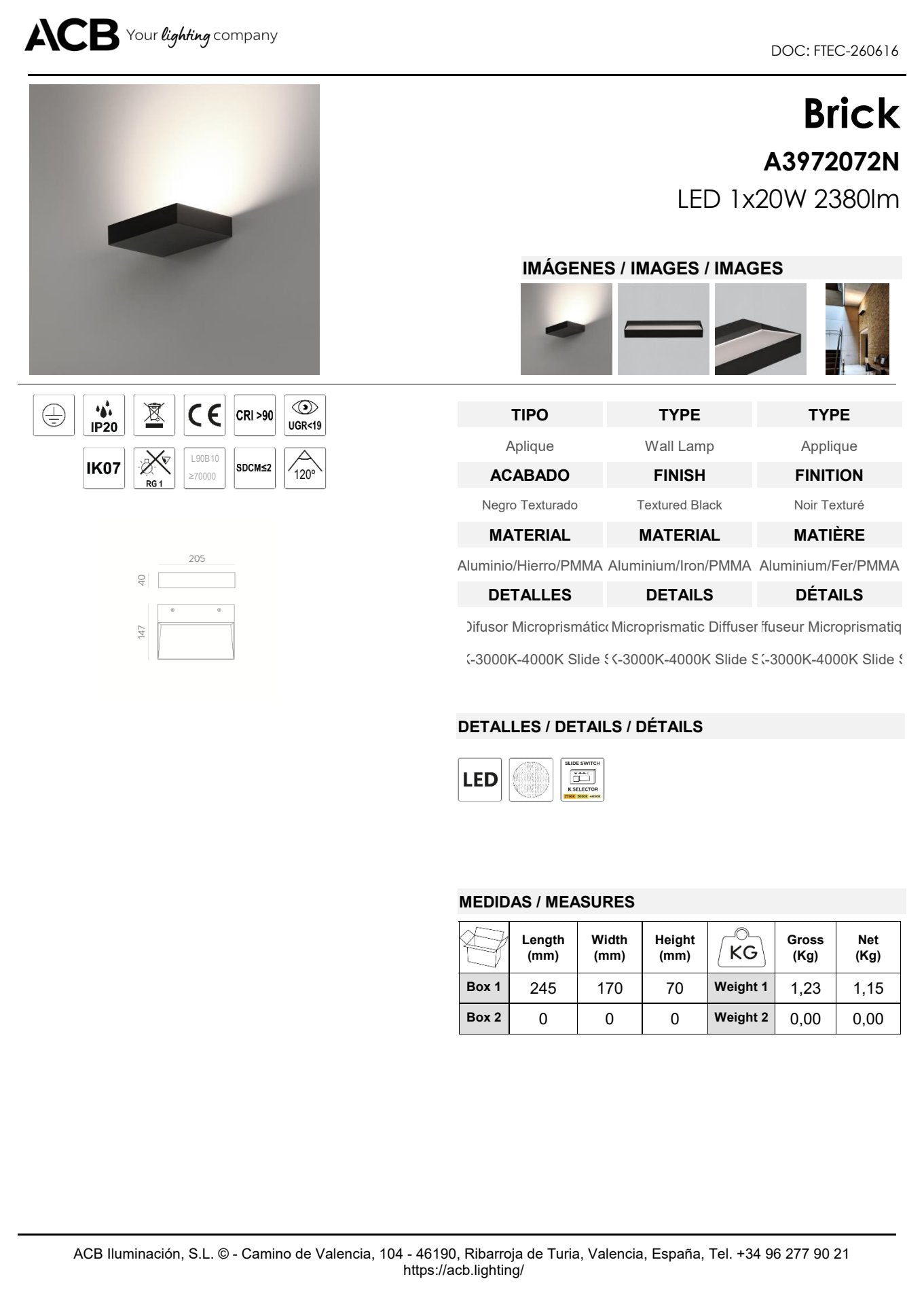 Scheda tecnica Brick - ACB