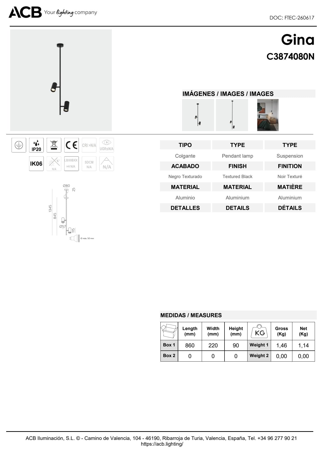 Scheda tecnica Gina - ACB