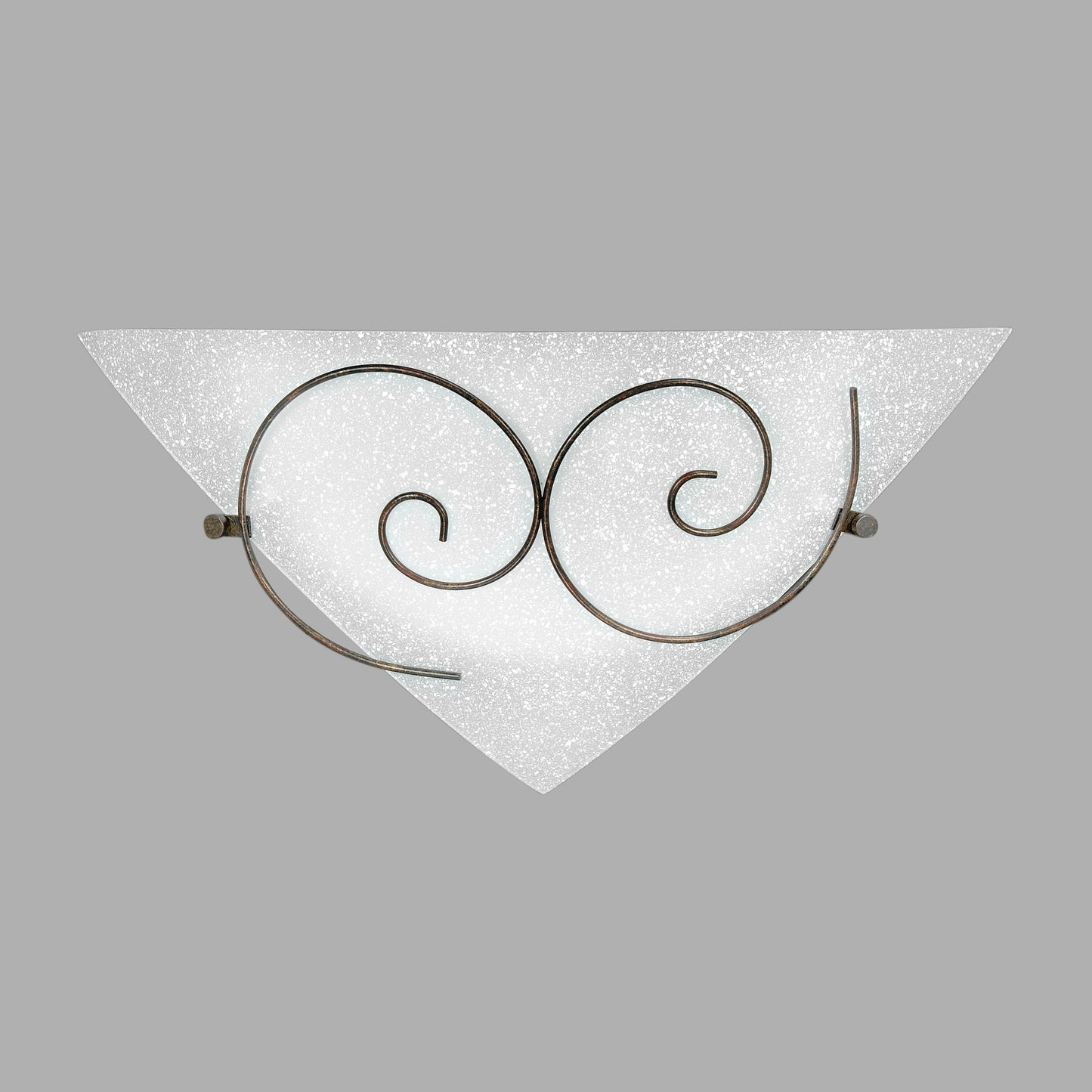 Applique RICCIOLO in vetro bianco con decoro in metallo ruggine 40x19 cm