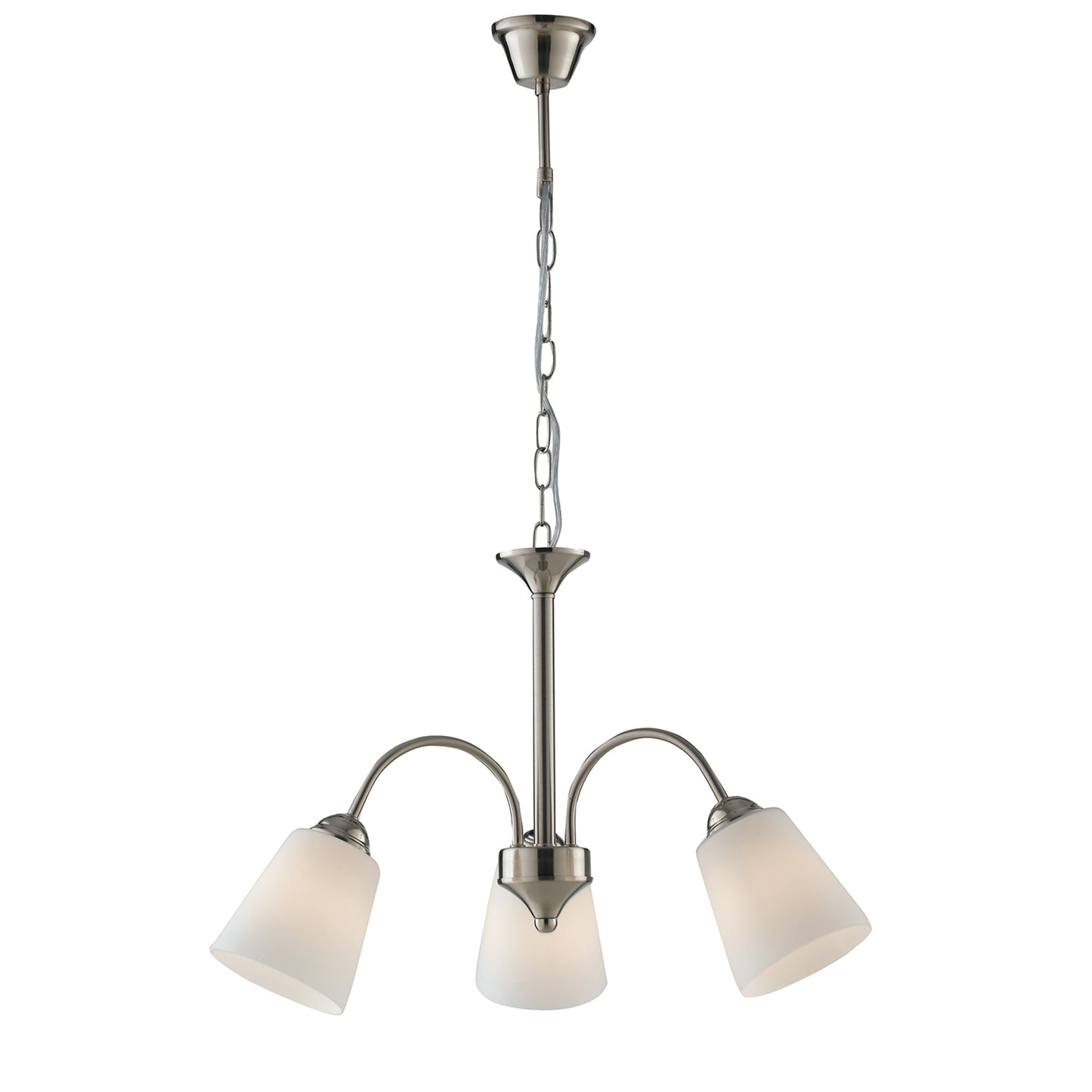 Lampadario 1162 in metallo nichel con tre diffusori in vetro