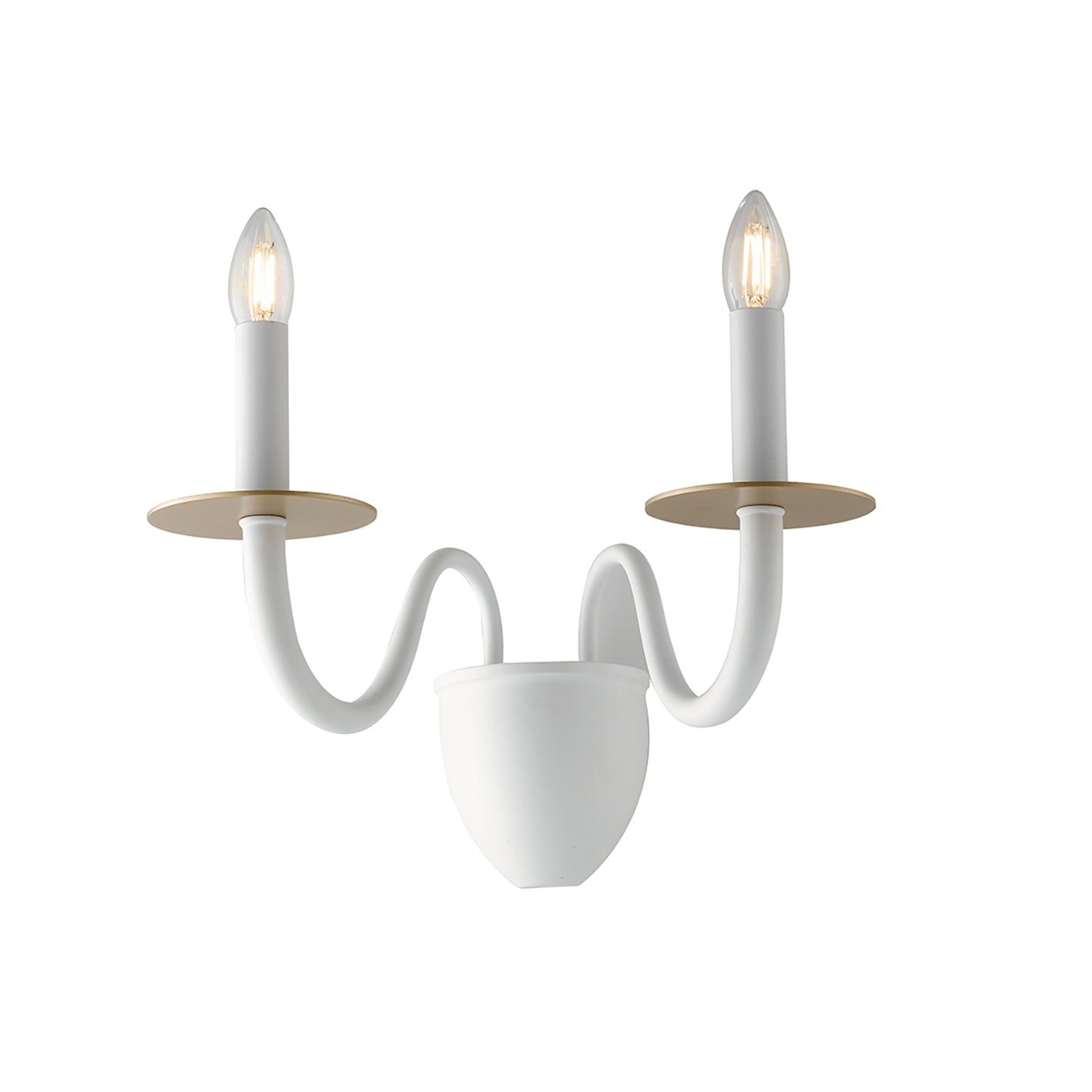 Applique ARMSTRONG in metallo bianco a due luci con dettagli in oro satinato