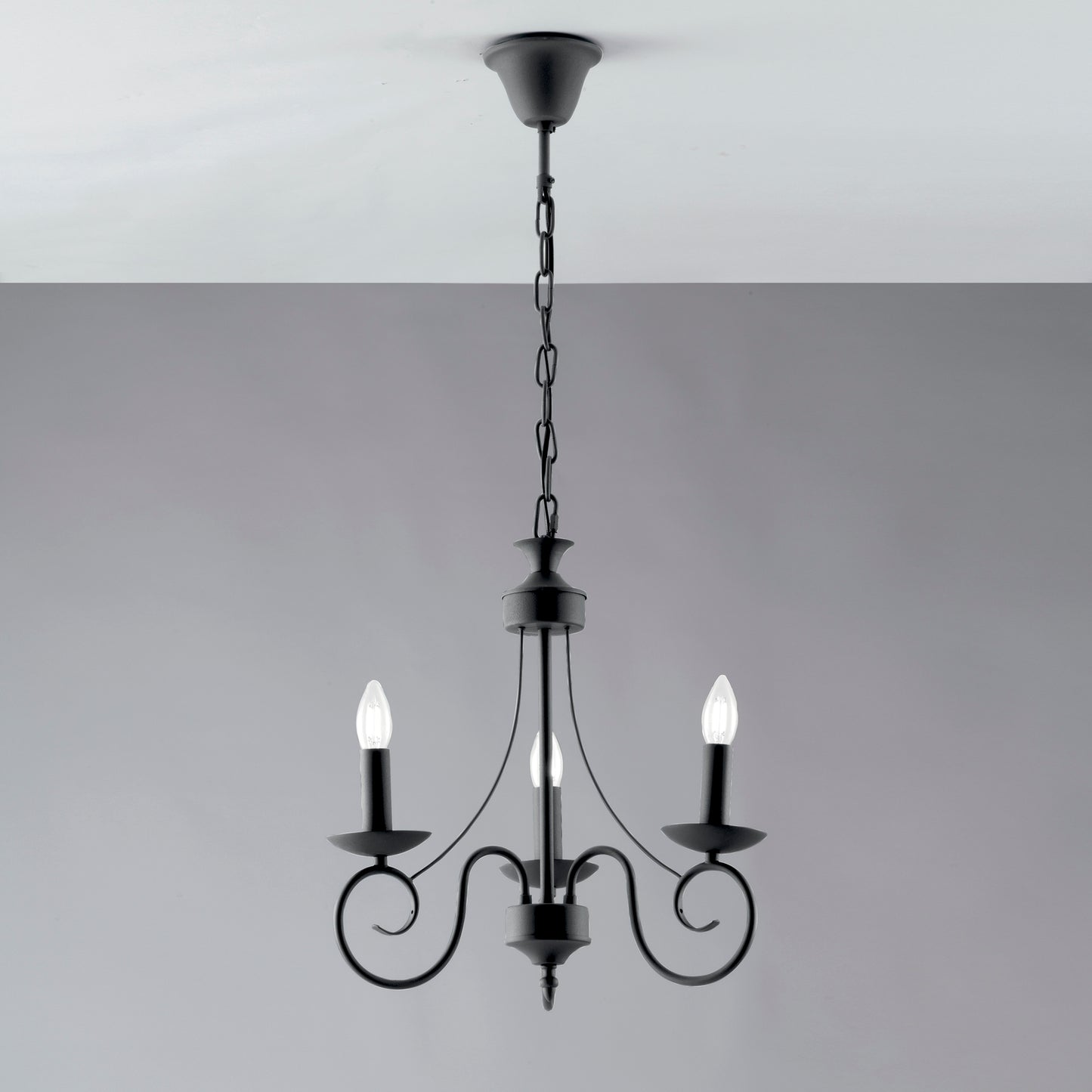Lampadario a sospensione BEATRICE in metallo antracite a tre luci
