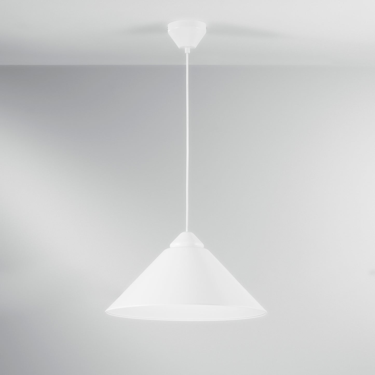 Sospensione BIGBANG con diffusore a cono in metallo bianco
