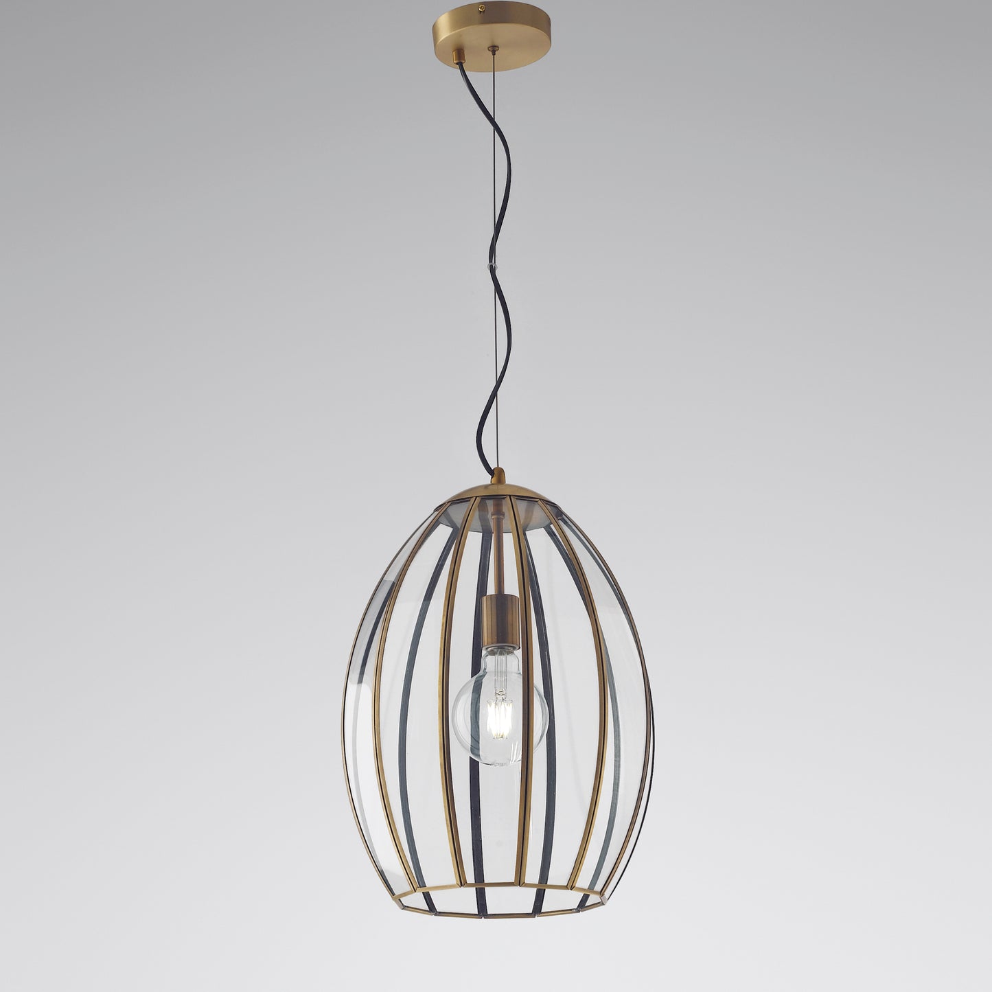 Sospensione CHESTER in vetro con rifiniture in metallo ottone 33.5x23 cm. Ø