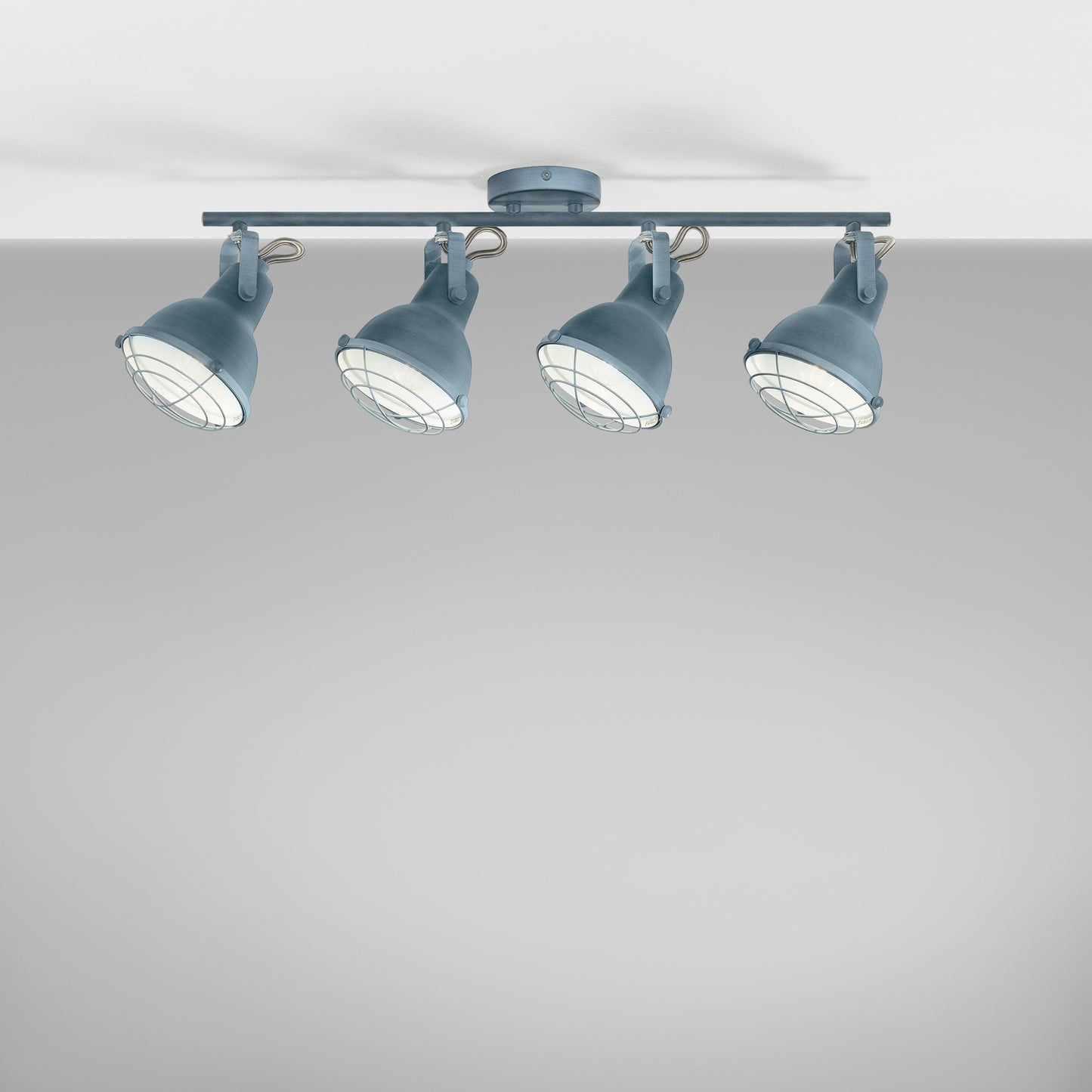 Plafone CUBA in metallo grigio con 4 diffusori orientabili