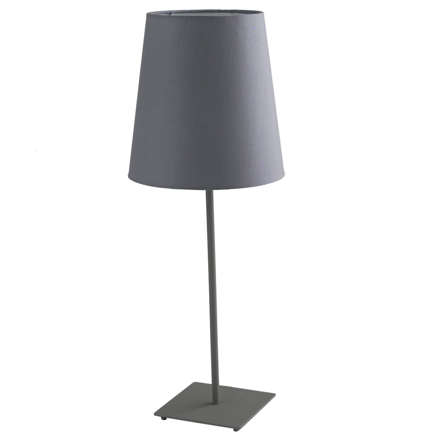 Lampada da tavolo ELVIS in metallo grigio con paralume in tessuto