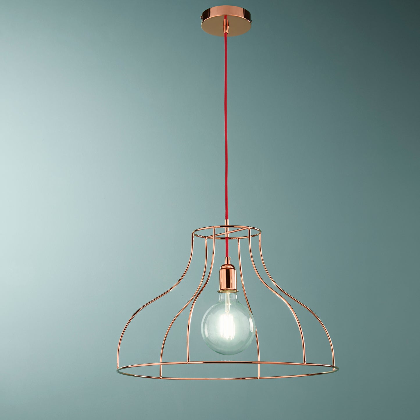 Lampadario a sospensione FRIDA in metallo oro rosa 50 cm.