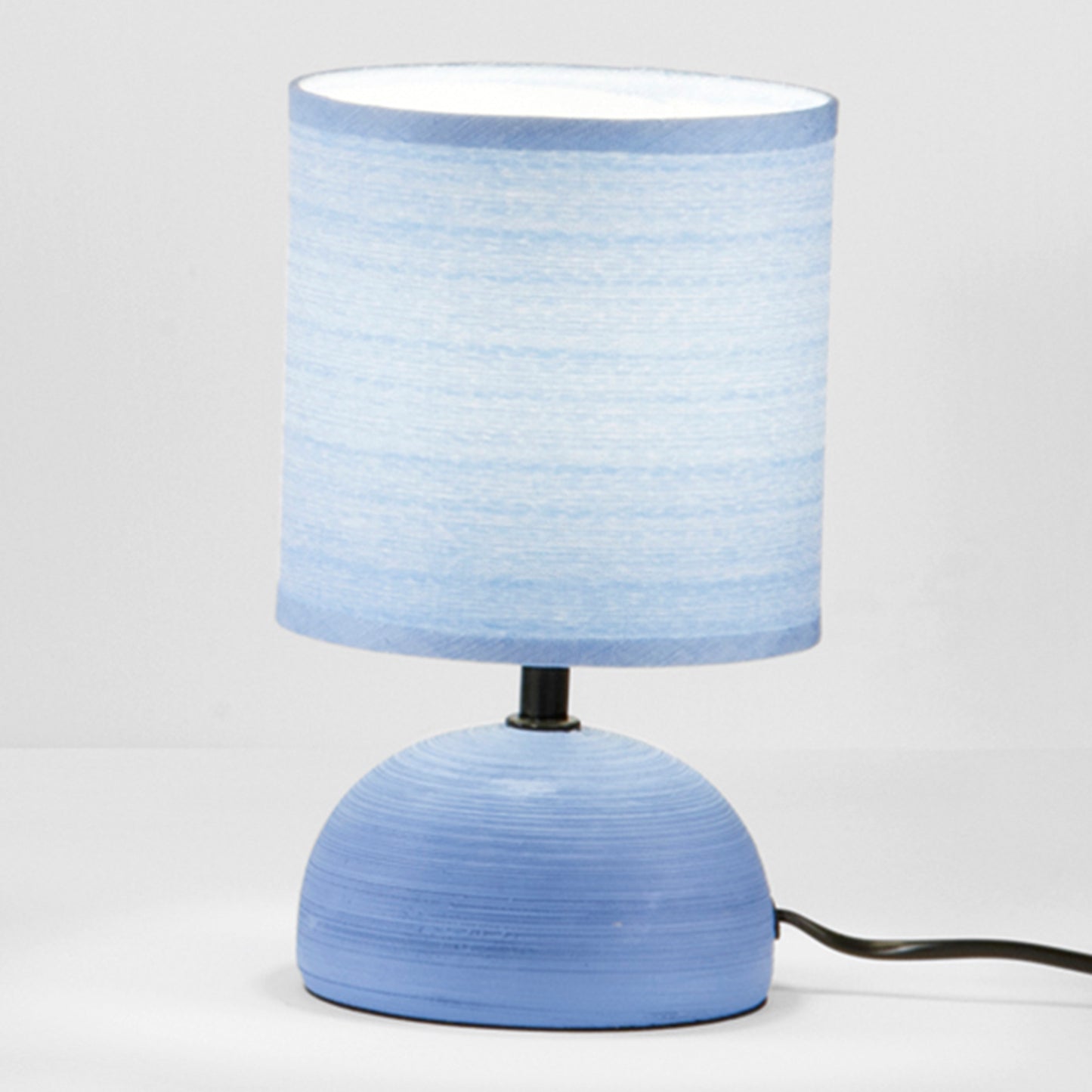 Lampada da tavolo FURORE in ceramica blu con paralume in tessuto