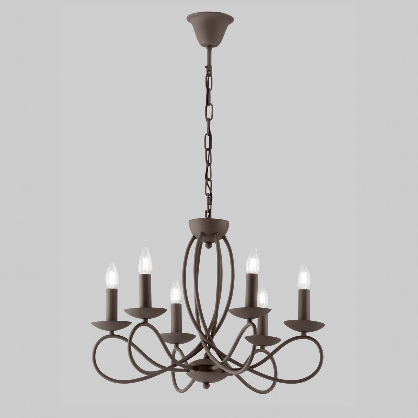 Lampadario a sospensione GINEVRA in metallo corten a sei luci