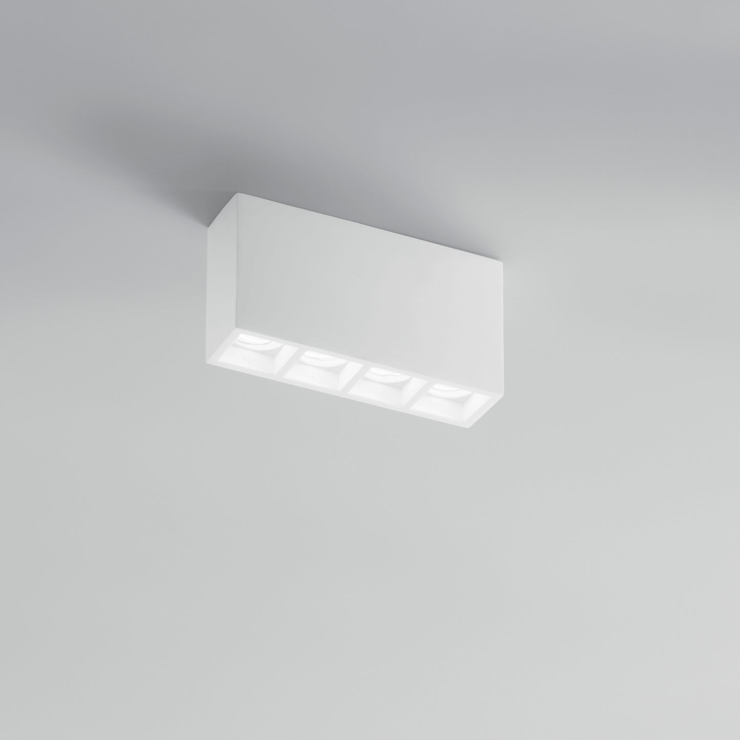 Plafoniera componibile HAPIS rettangolare in gesso bianco verniciabile 4 punti luce