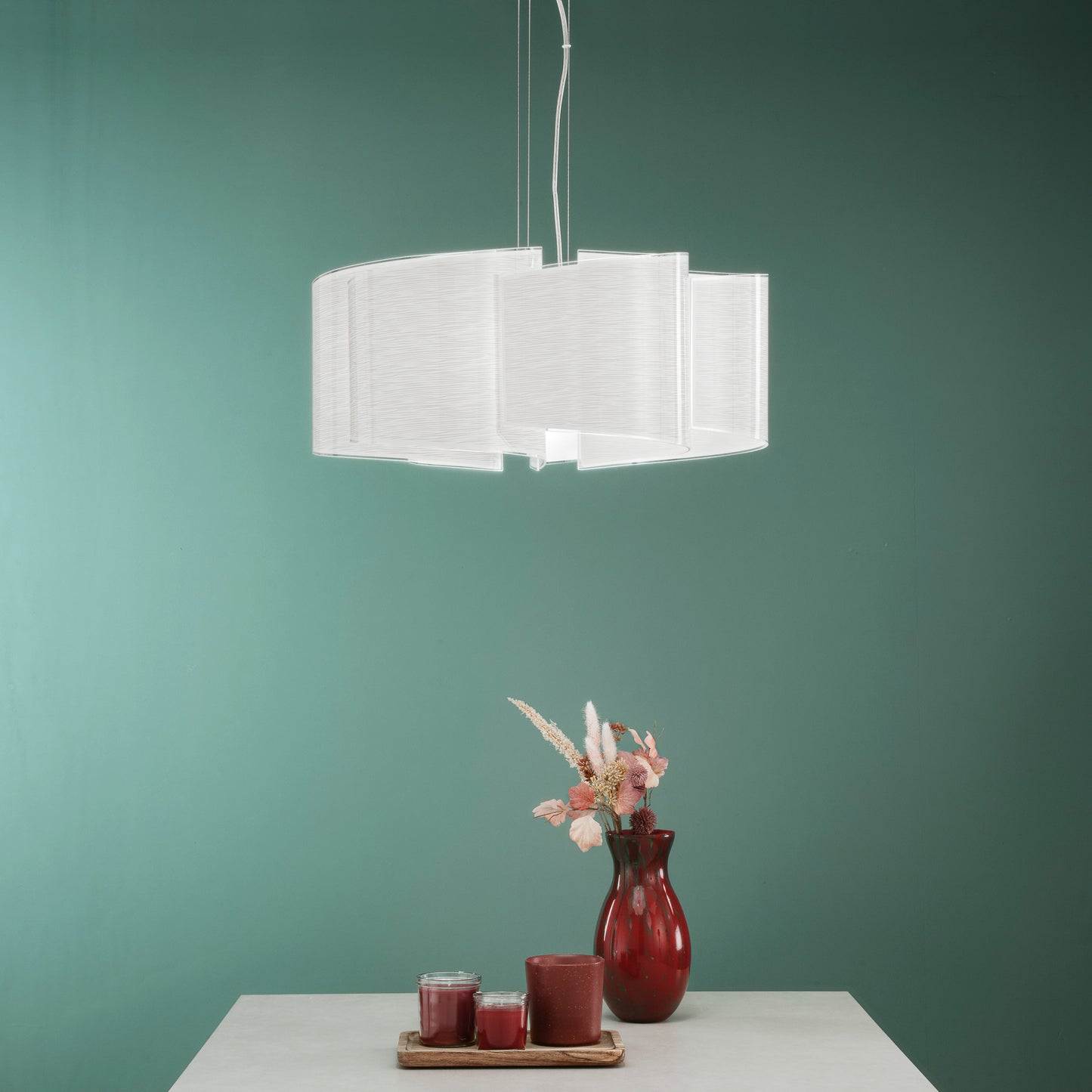 Sospensione JOYCE in vetro bianco 60 cm.