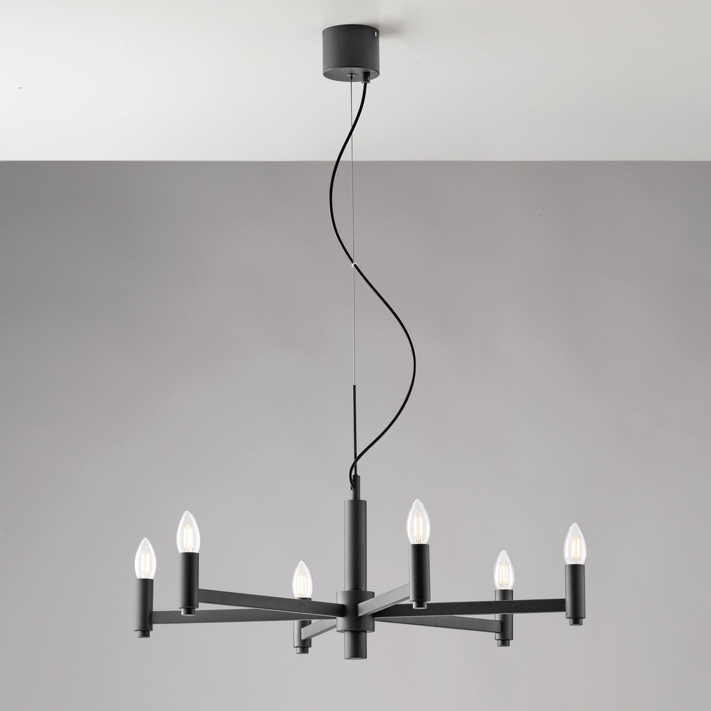 Lampadario a sospensione KAROL in metallo grigio a sei luci