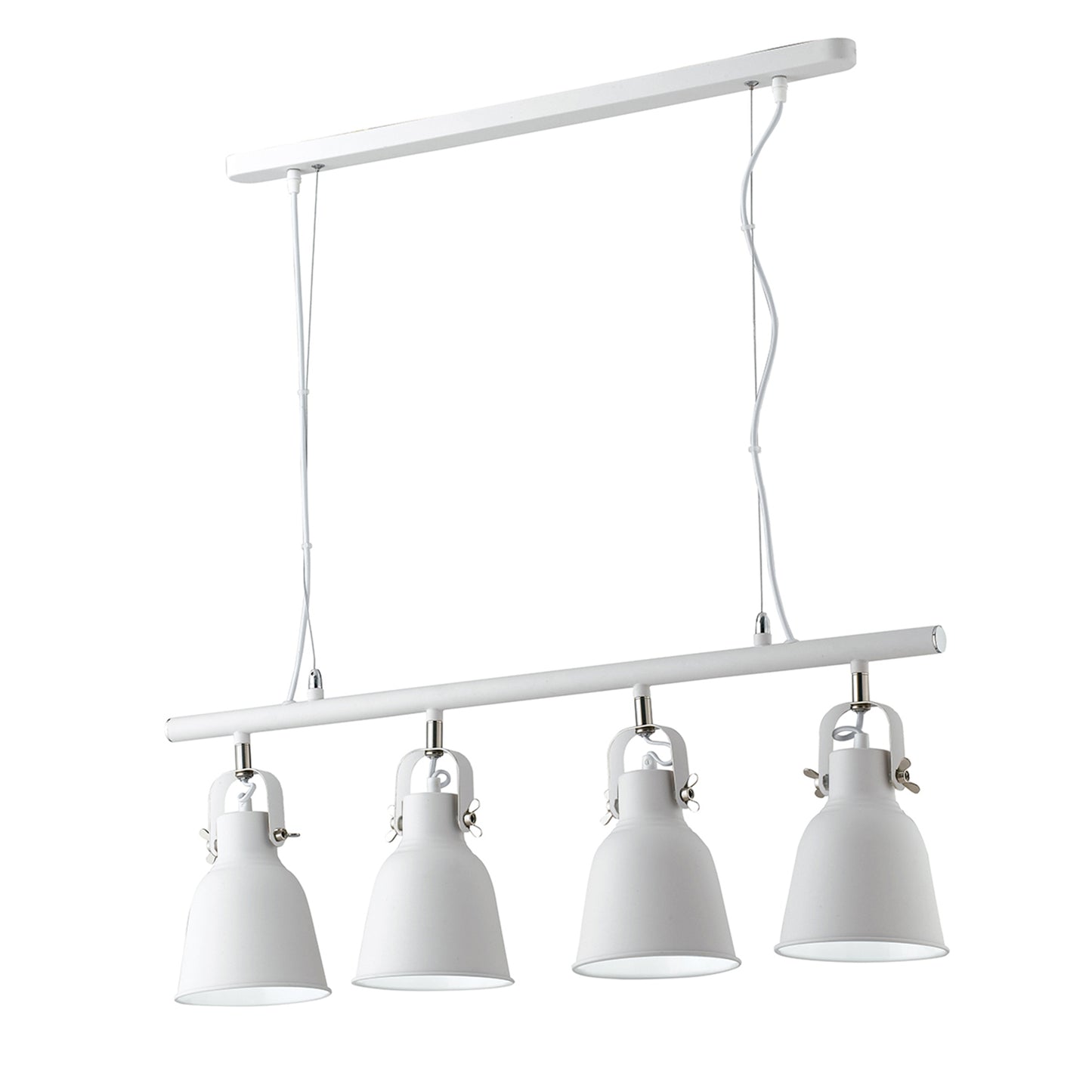Sospensione LEGEND in metallo bianco con finiture nichel 4 punti luce