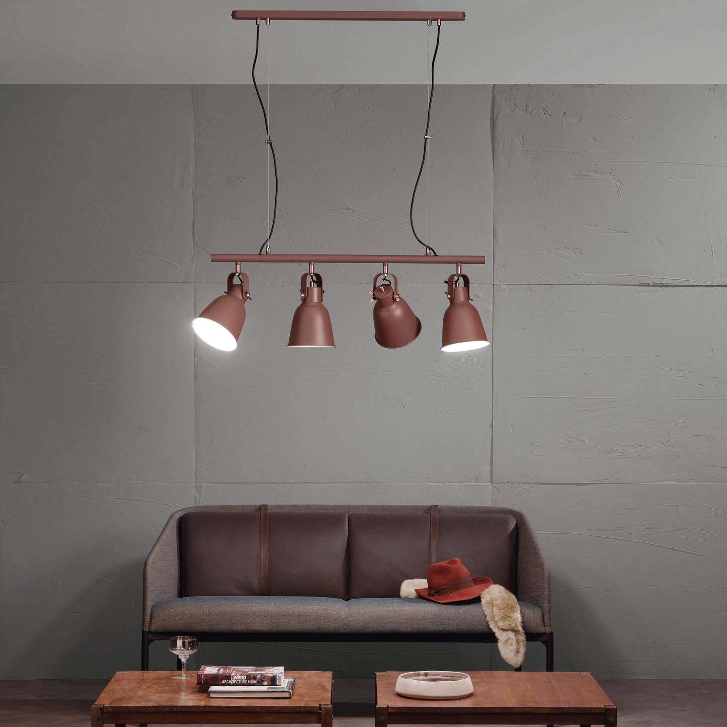 Sospensione LEGEND in metallo bianco con finiture nichel 4 punti luce