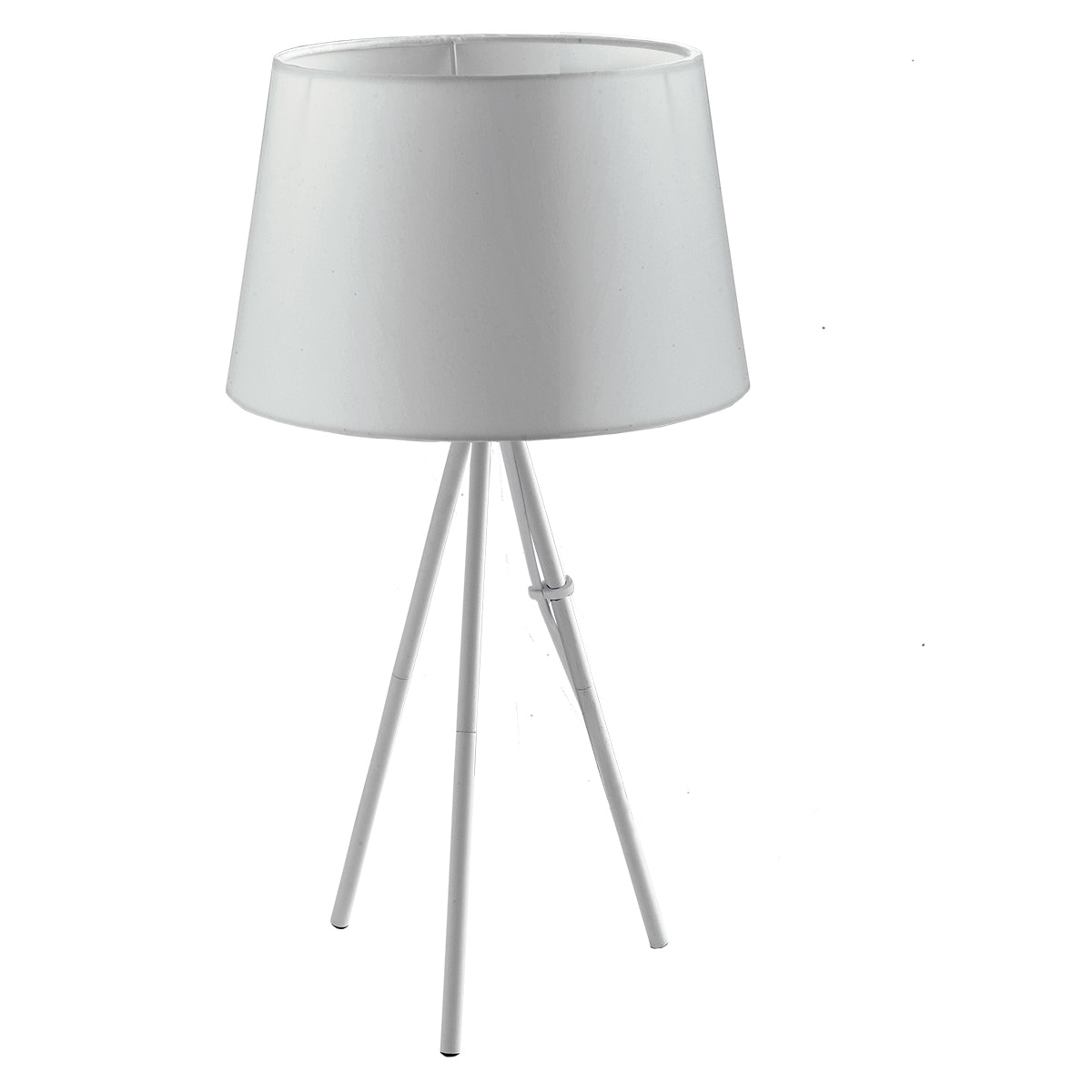 Lampada da tavolo MARILYN in metallo bianco con paralume in cotone