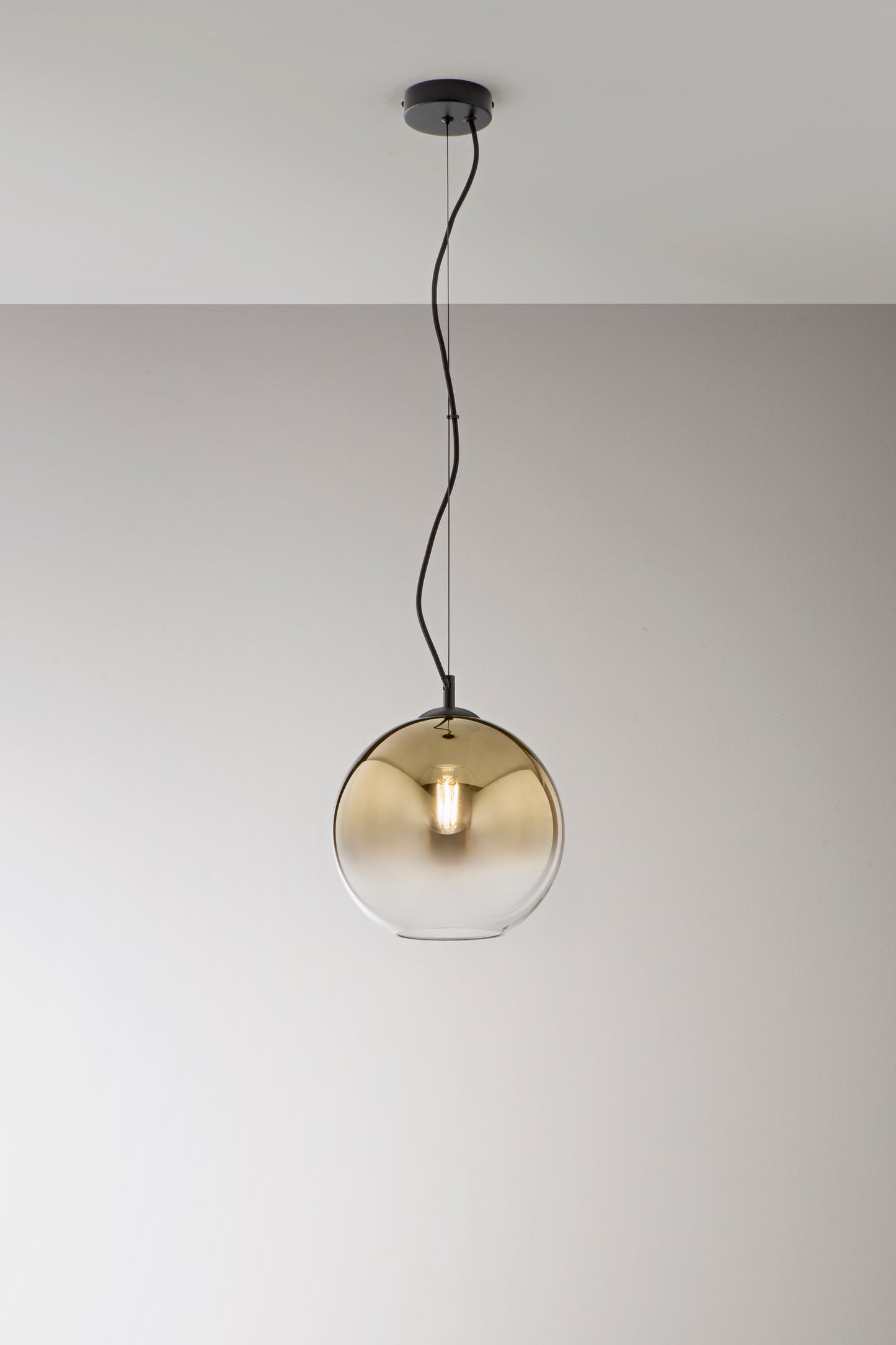 Sospensione MARTE in vetro oro con decoro sfumato, 1 punto luce h 148,9cm. 25cm.Ø