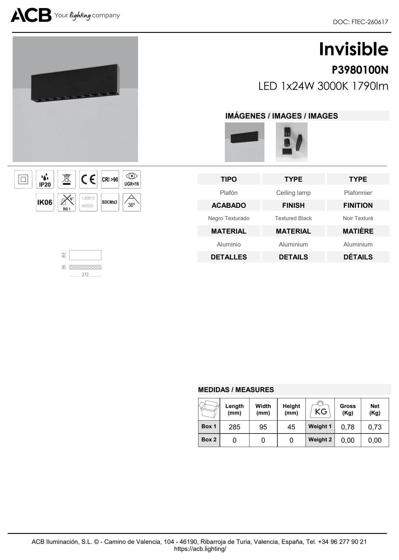 Scheda tecnica Invisible - ACB