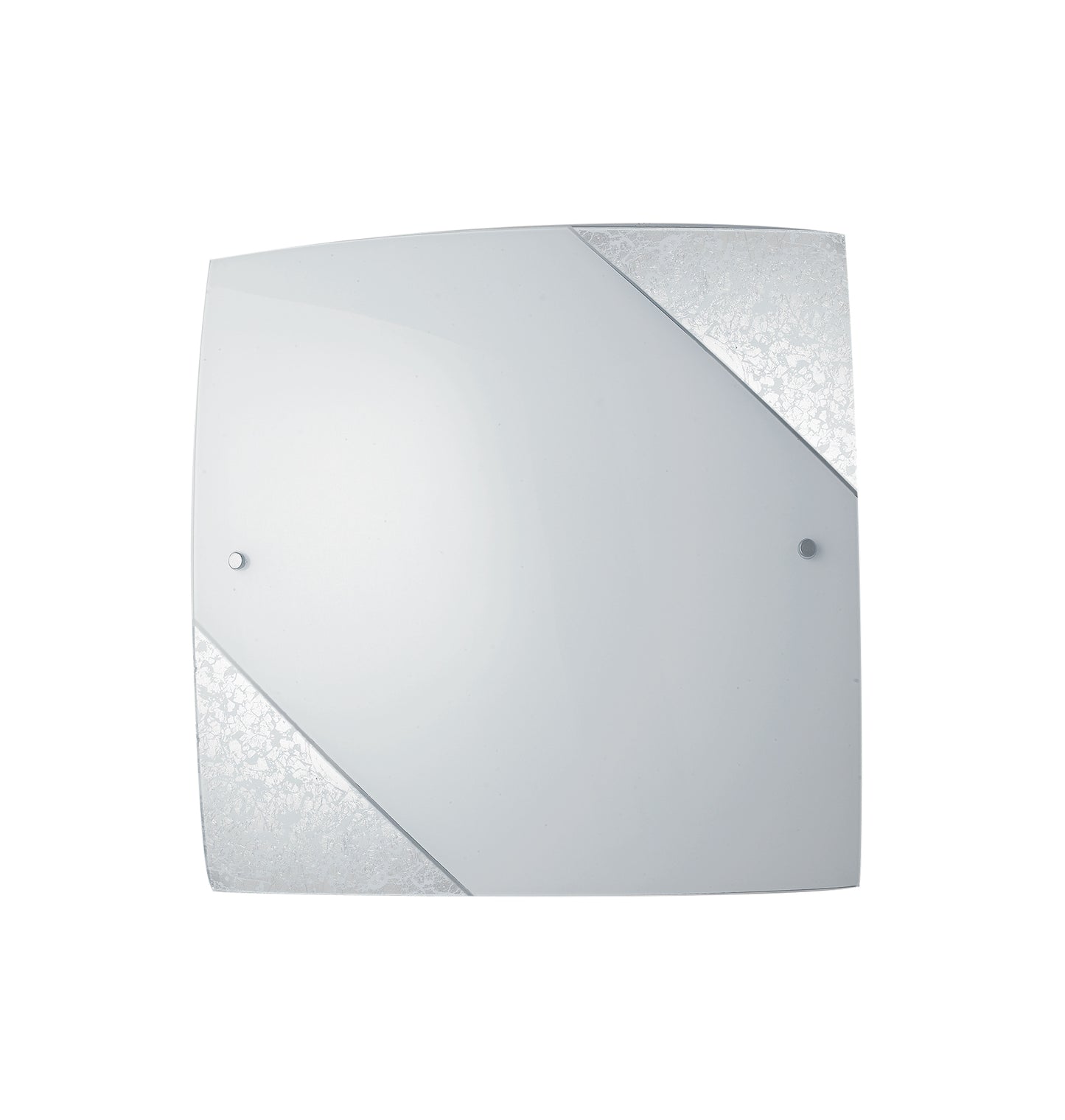 Plafoniera PARIS in vetro con decoro in foglia argento 40x40 cm.