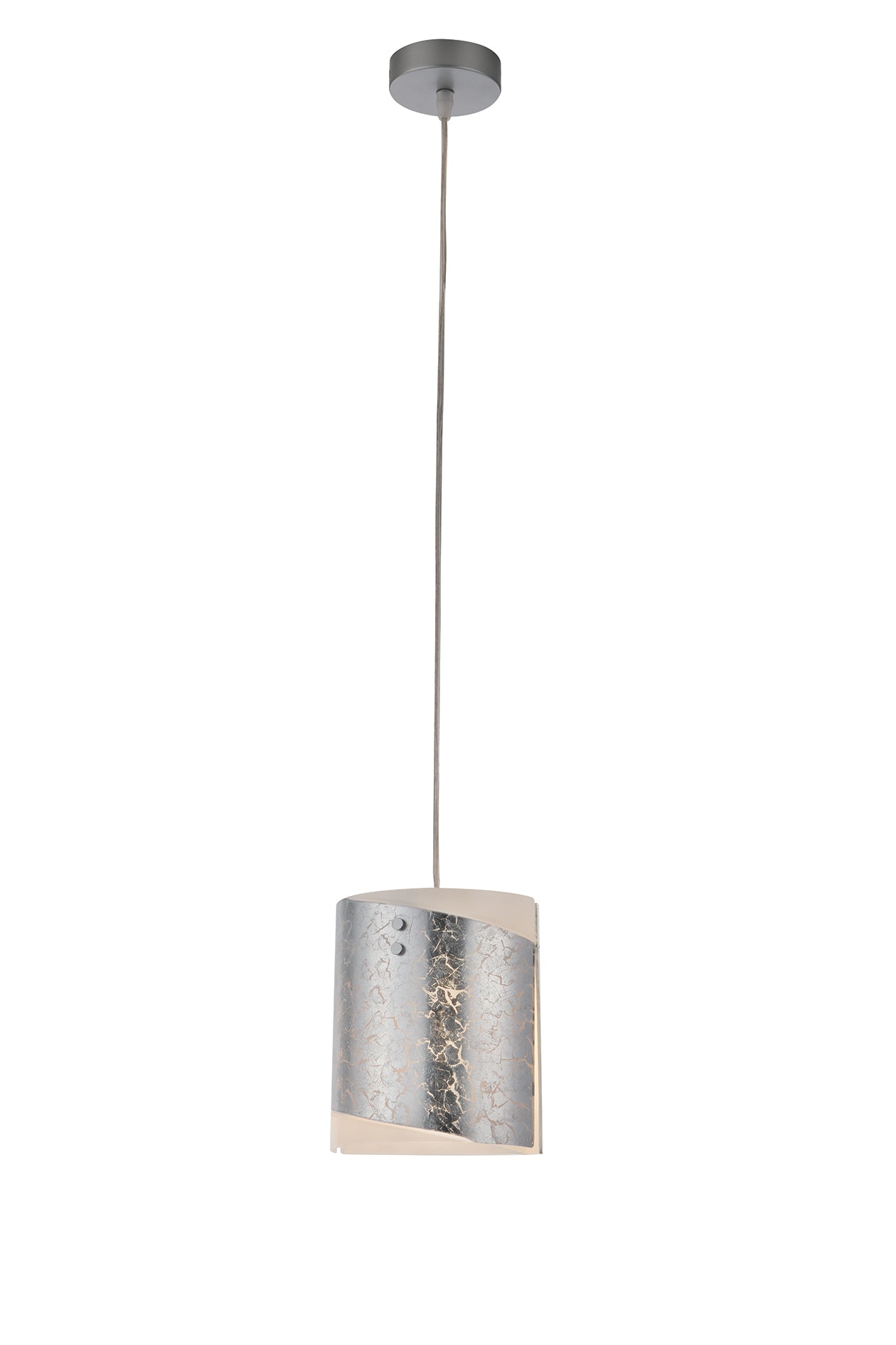 Sospensione PARIS in vetro con decoro in foglia argento 20 cm.