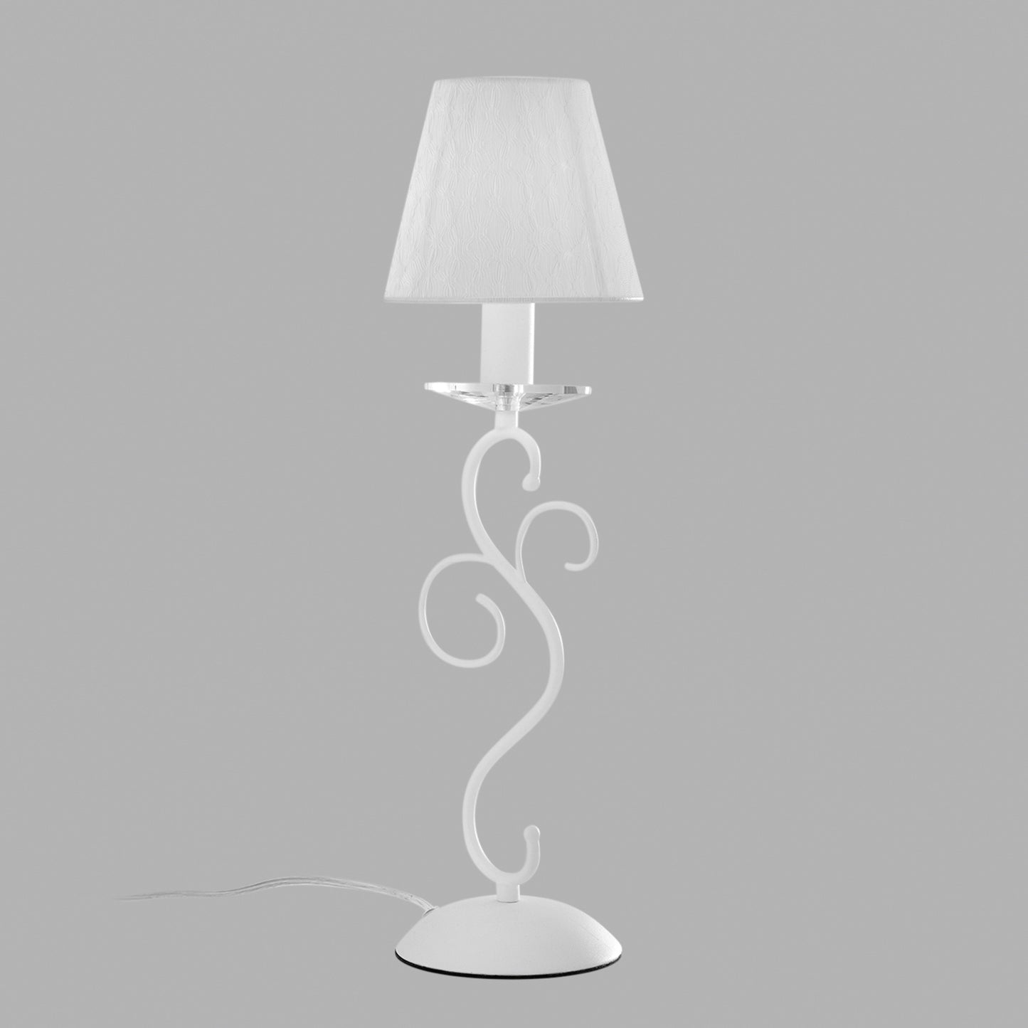 Lampada da tavolo PERLA in metallo bianco e cristallo