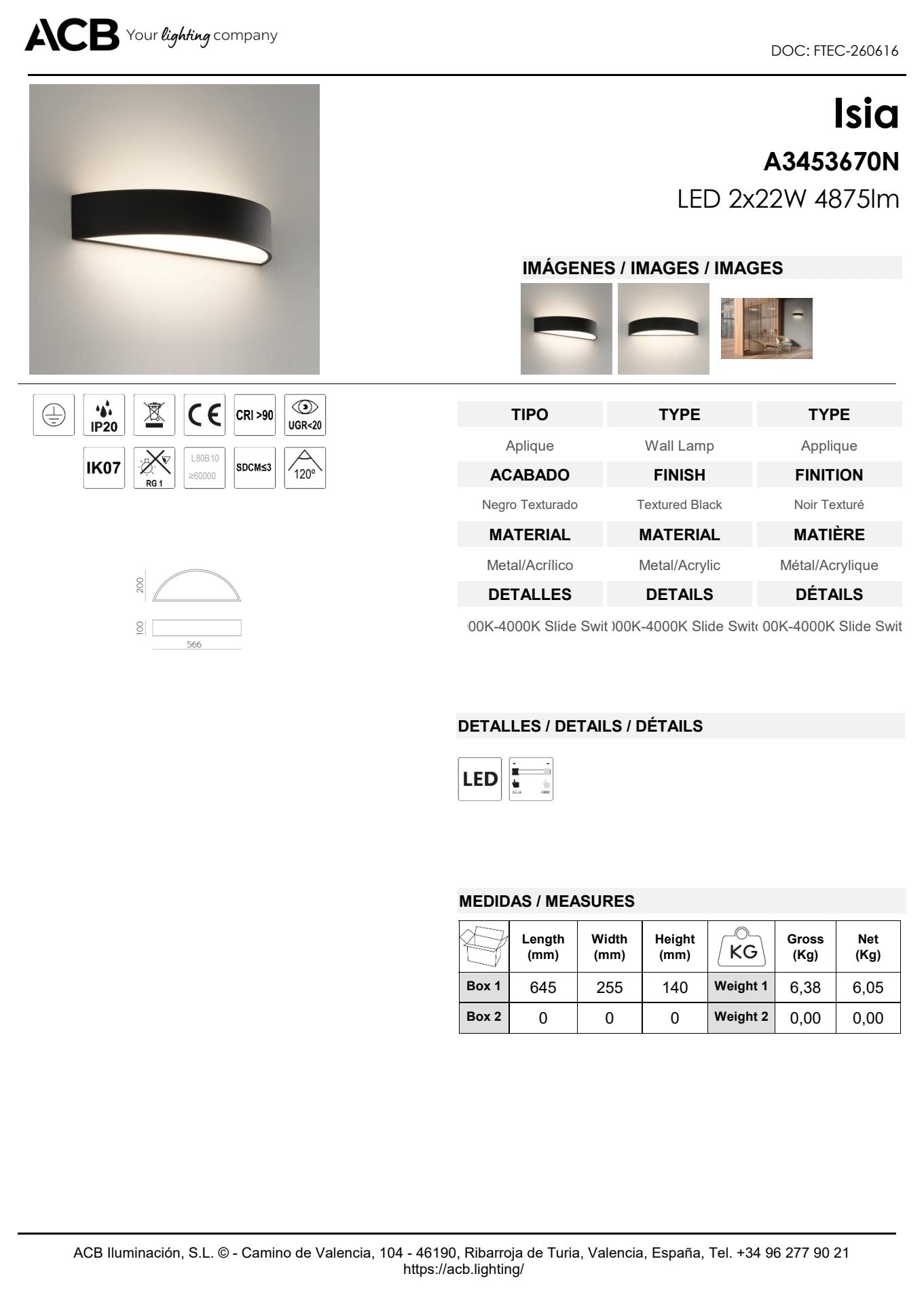 Scheda tecnica Isia - ACB