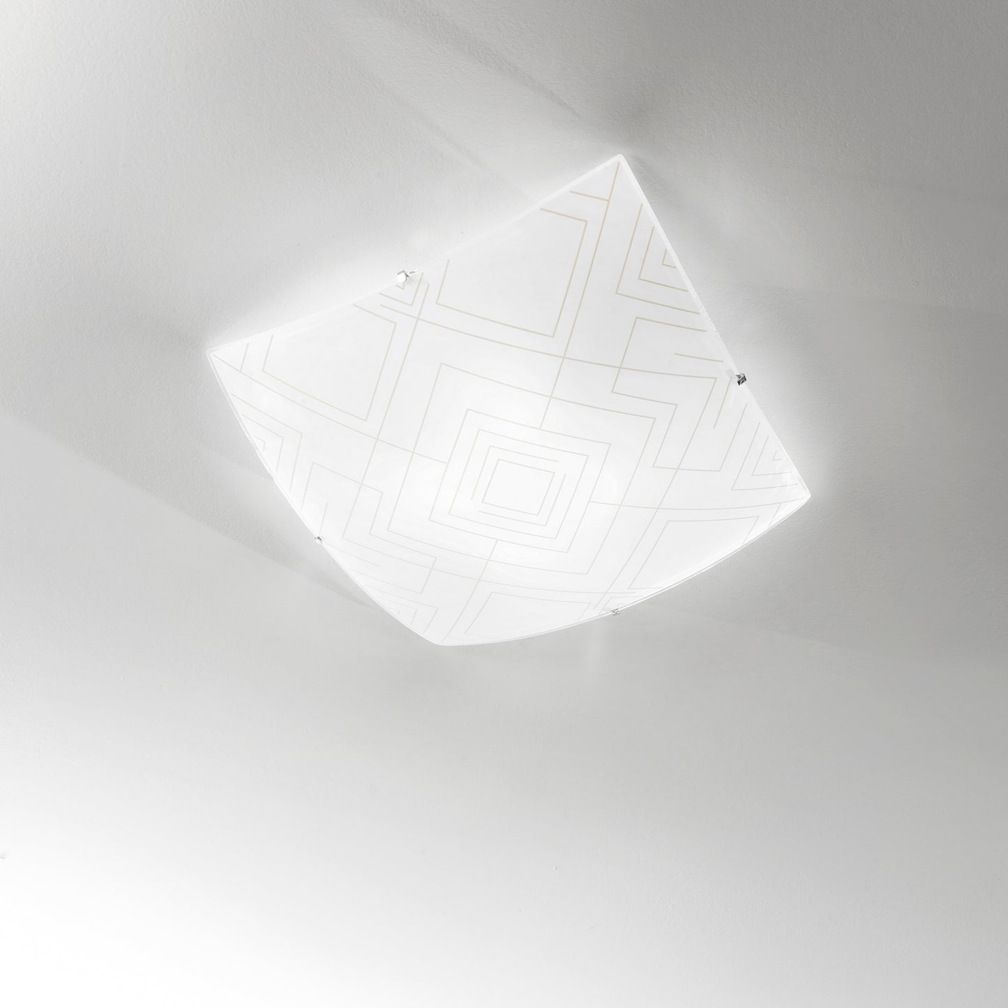Plafoniera VECTOR in vetro bianca quadrata 50cm.