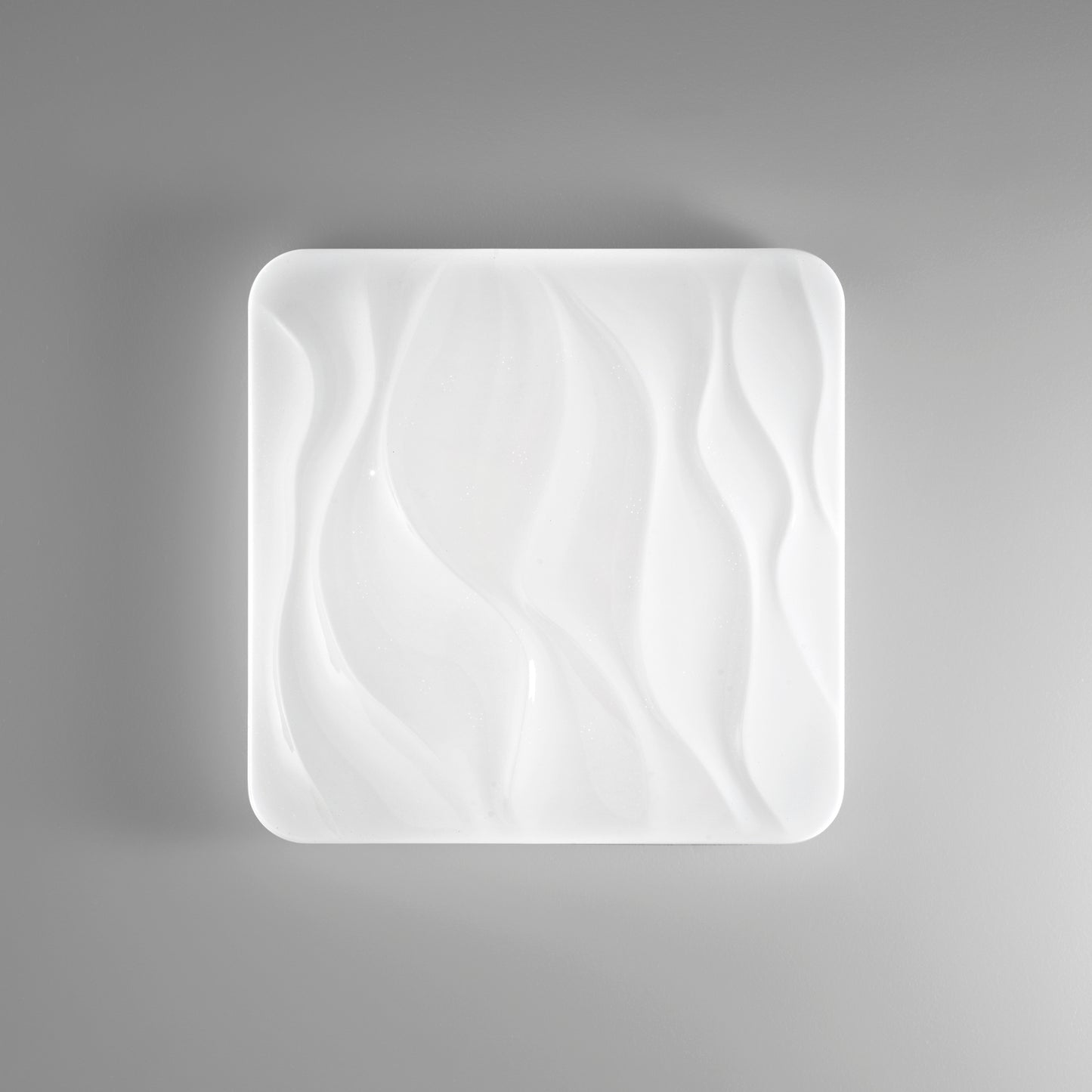 Plafoniera LED WAVE in acrilico bianca quadrata, CCT, con memory function, Wi-Fi e telecomando incluso, 53cm.