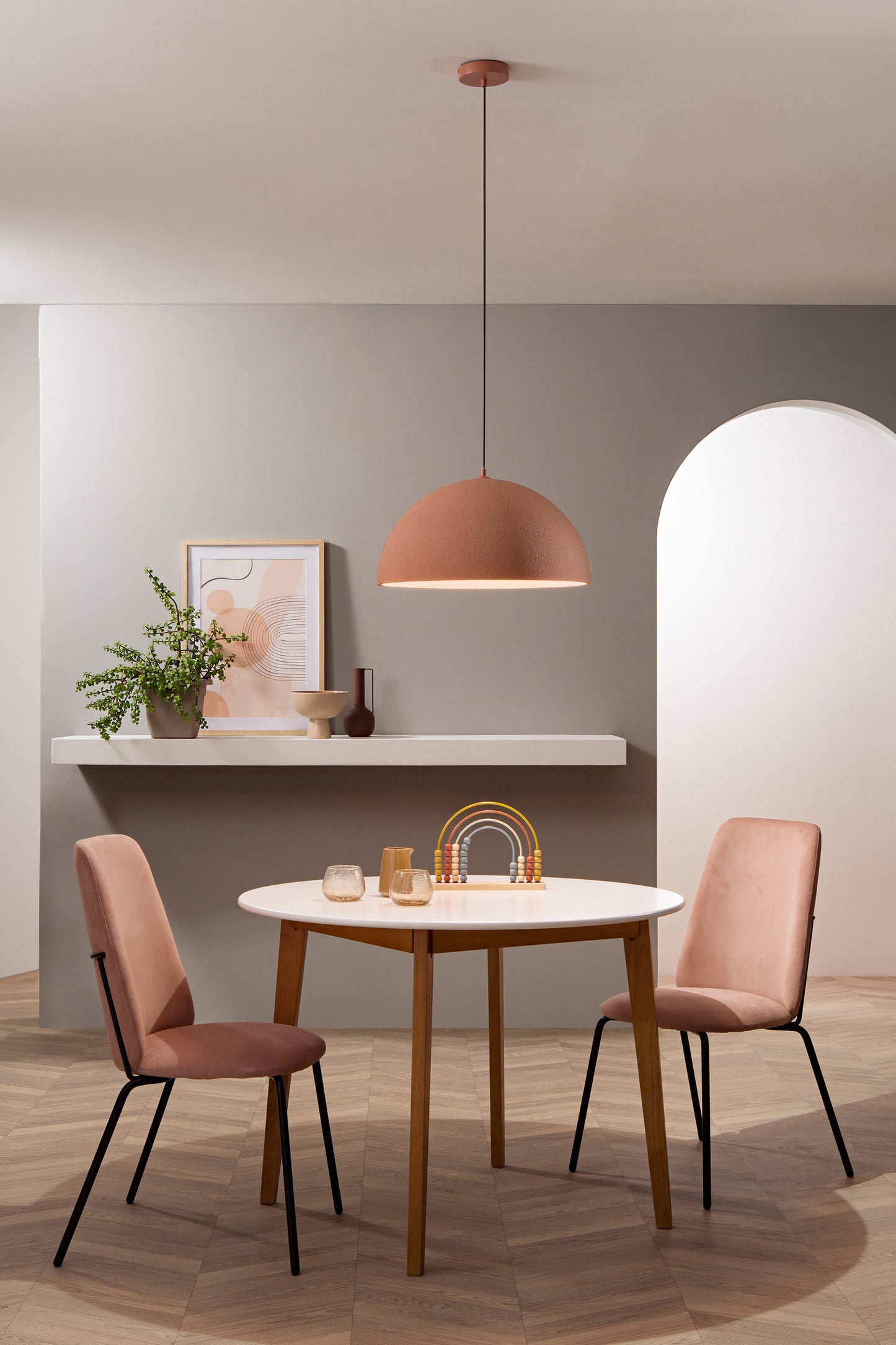 Sospensione XENIA con diffusore in resina rosso