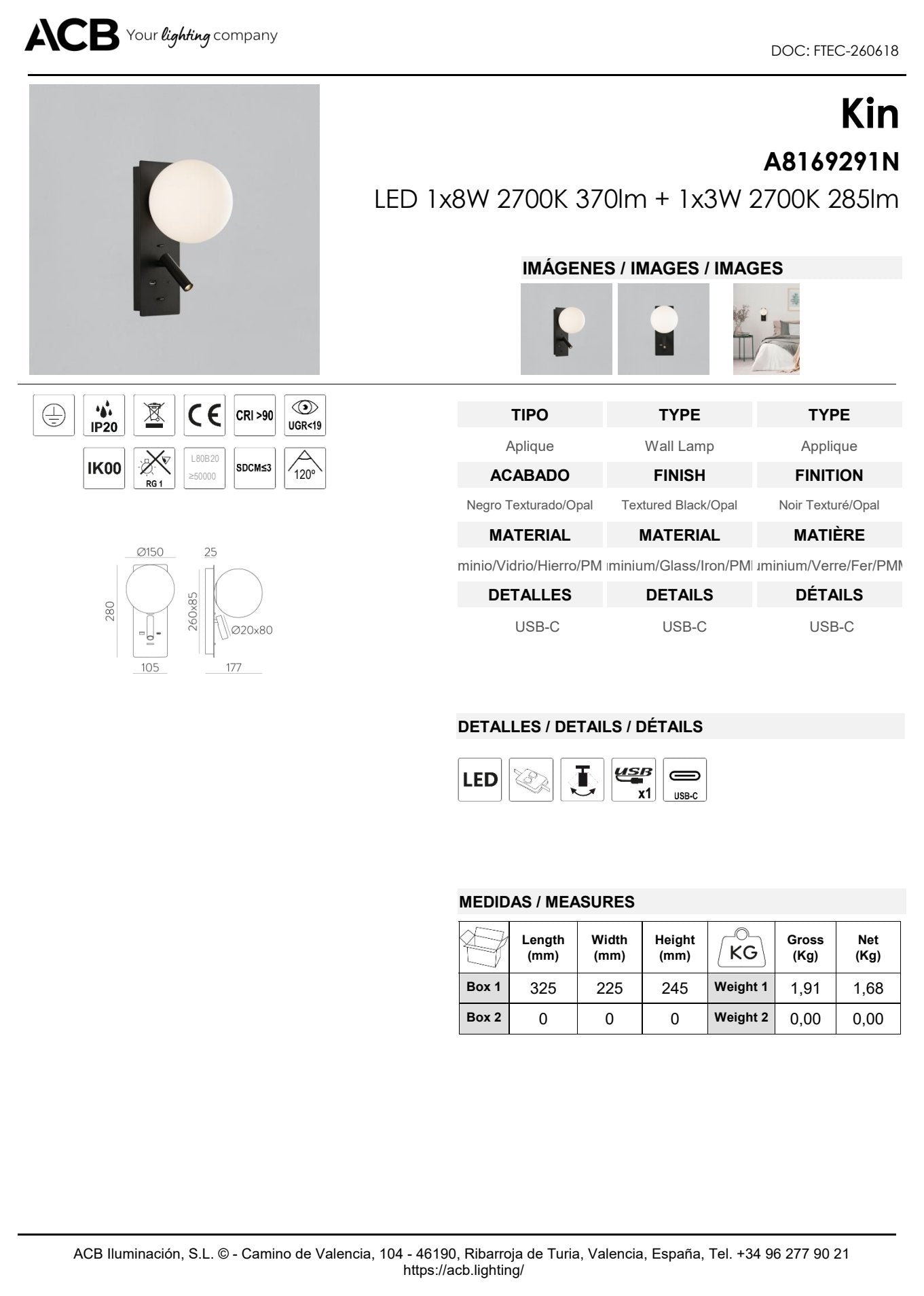 Scheda tecnica Kin - ACB