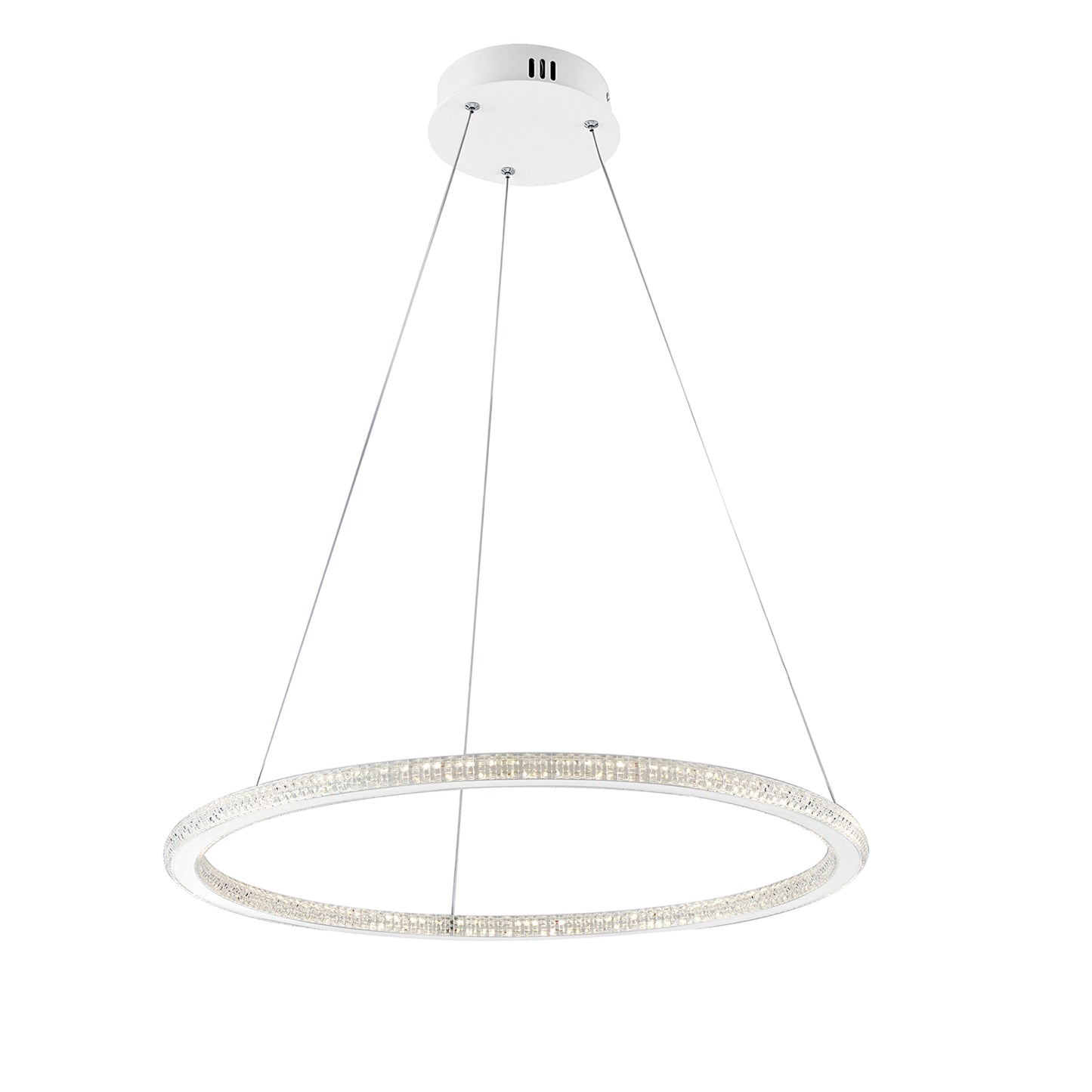 Sospensione BRYANT bianca con diffusore diamantato 45W luce calda