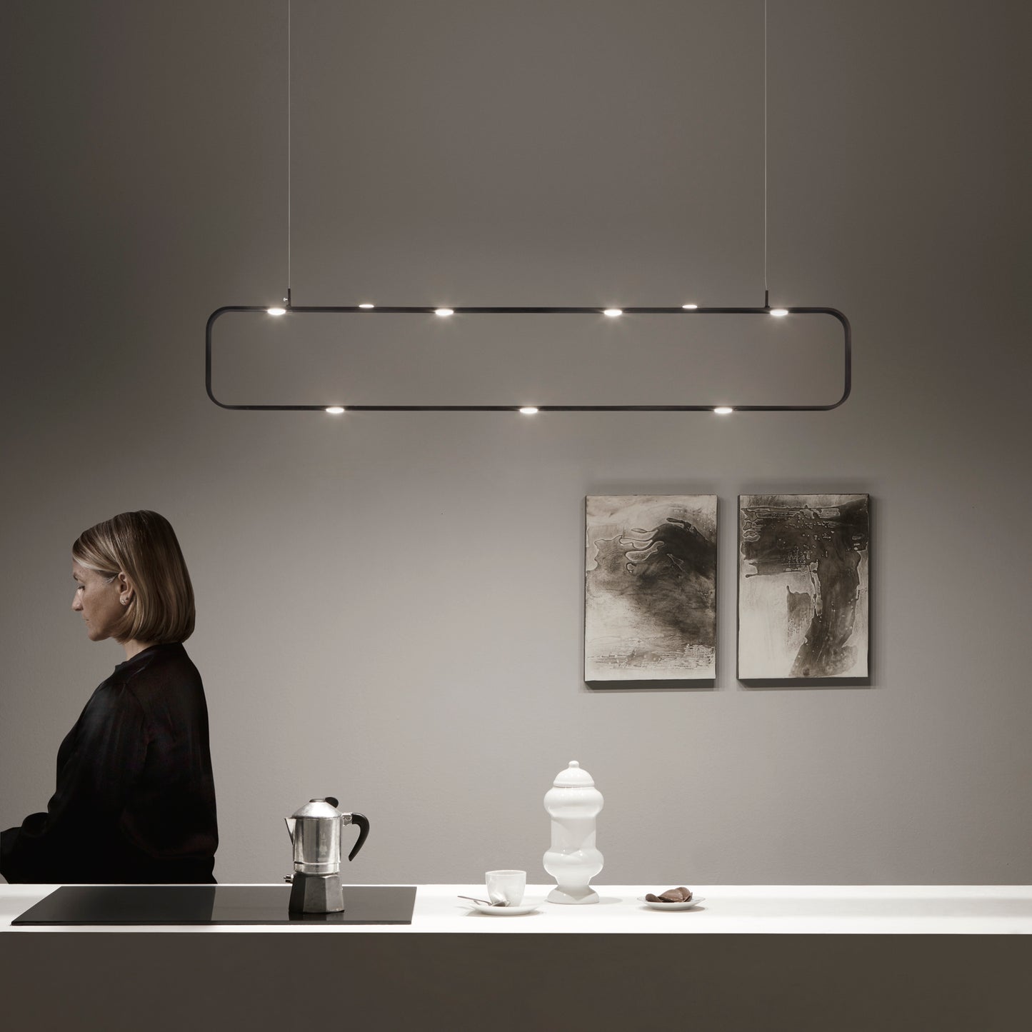 Sospensione MOKA in alluminio marrone dimmerabile con 9 LED, 3000K (luce calda)