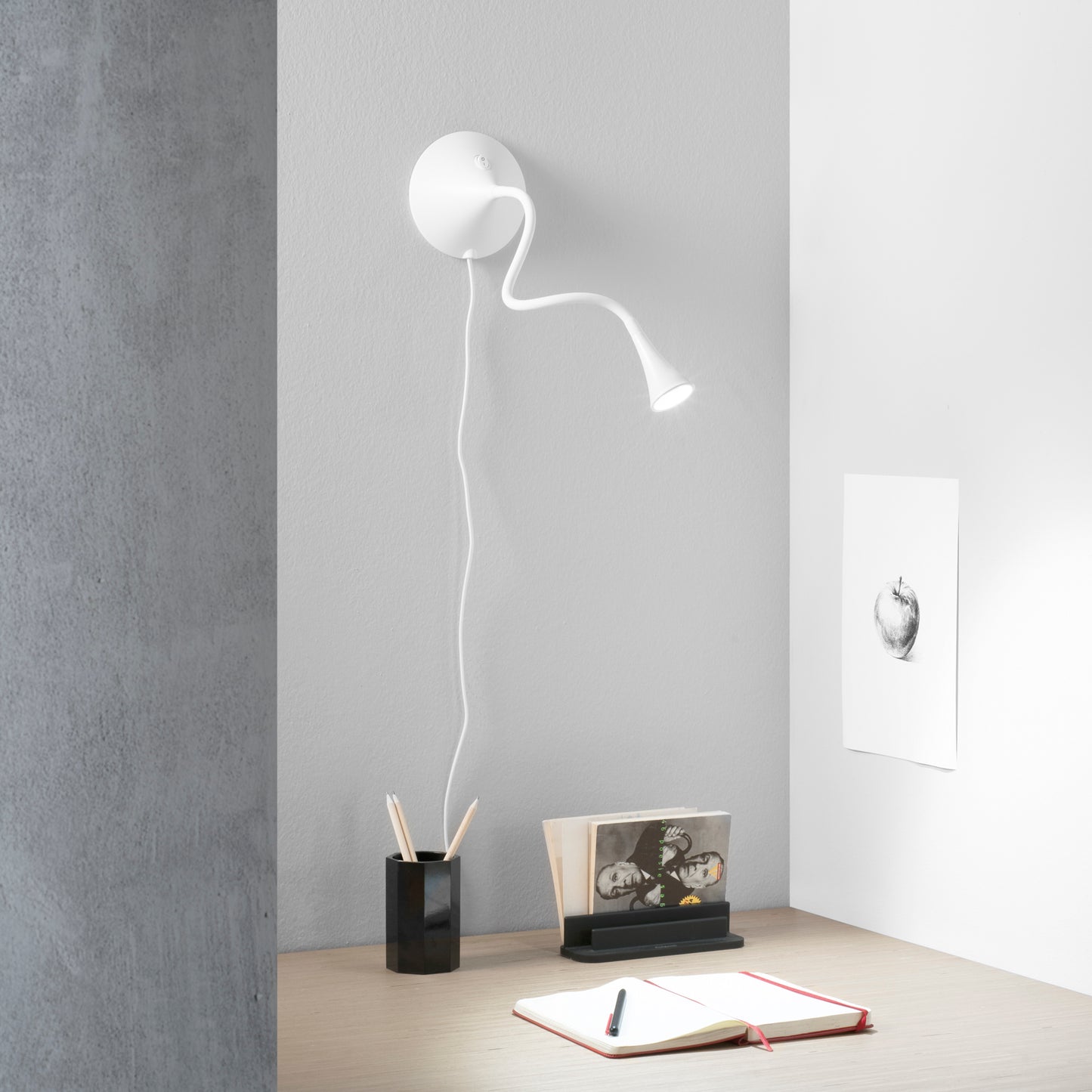 Lampada da lettura LED NEWTON in metallo bianco 4000K (luce naturale)