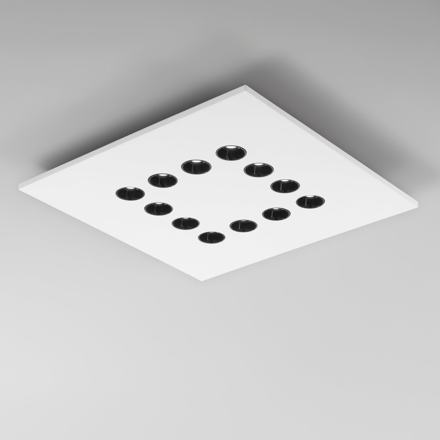 Plafoniera LED XICO quadrata in gesso bianco verniciabile, CCT, 50 cm.