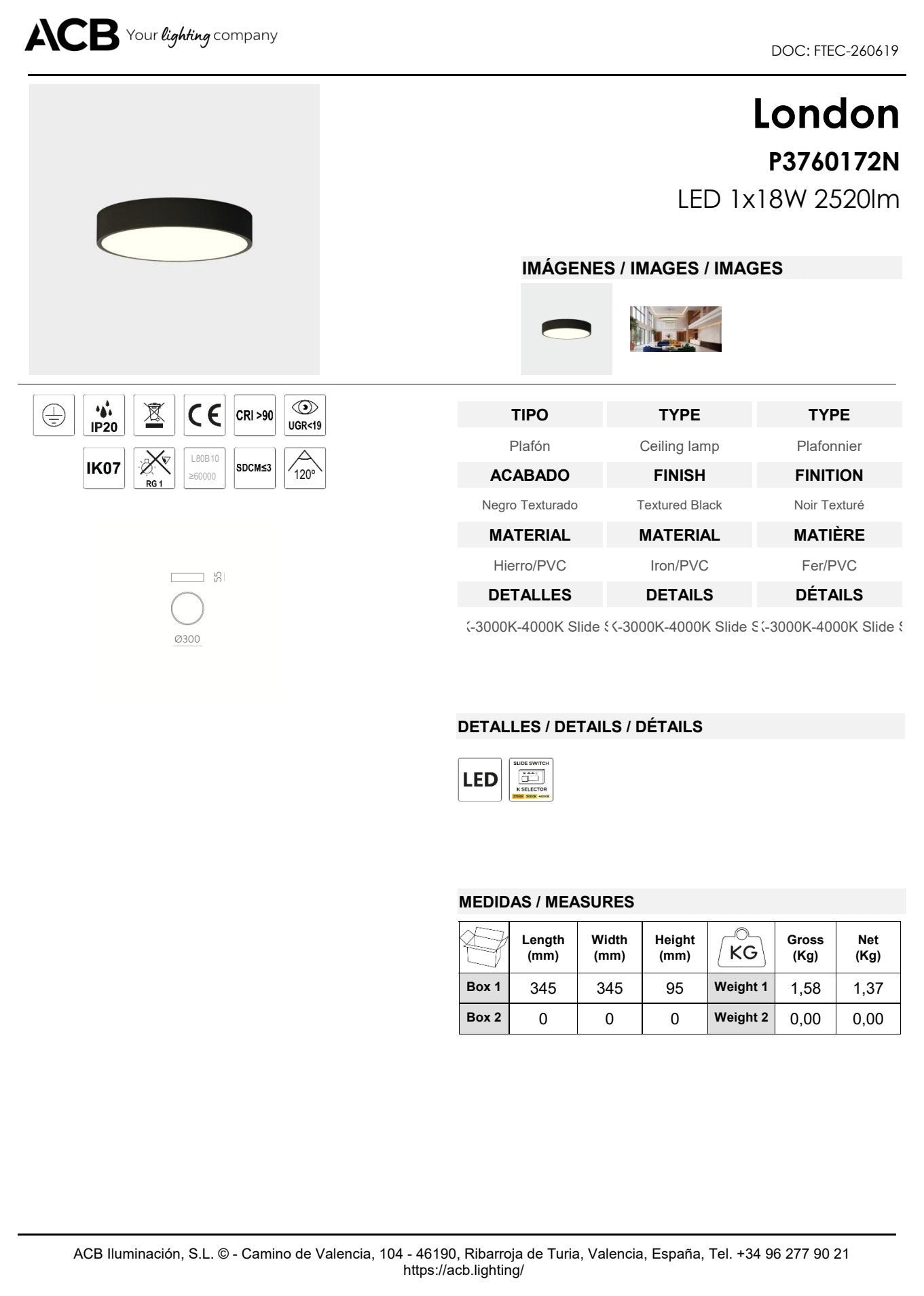 Scheda tecnica London - ACB
