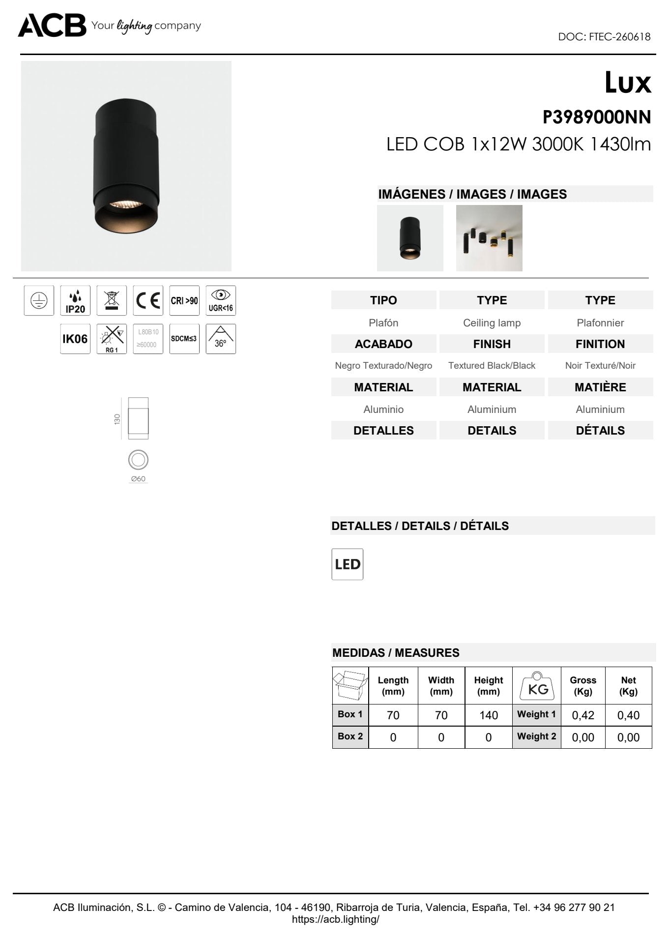 Scheda tecnica Lux - ACB