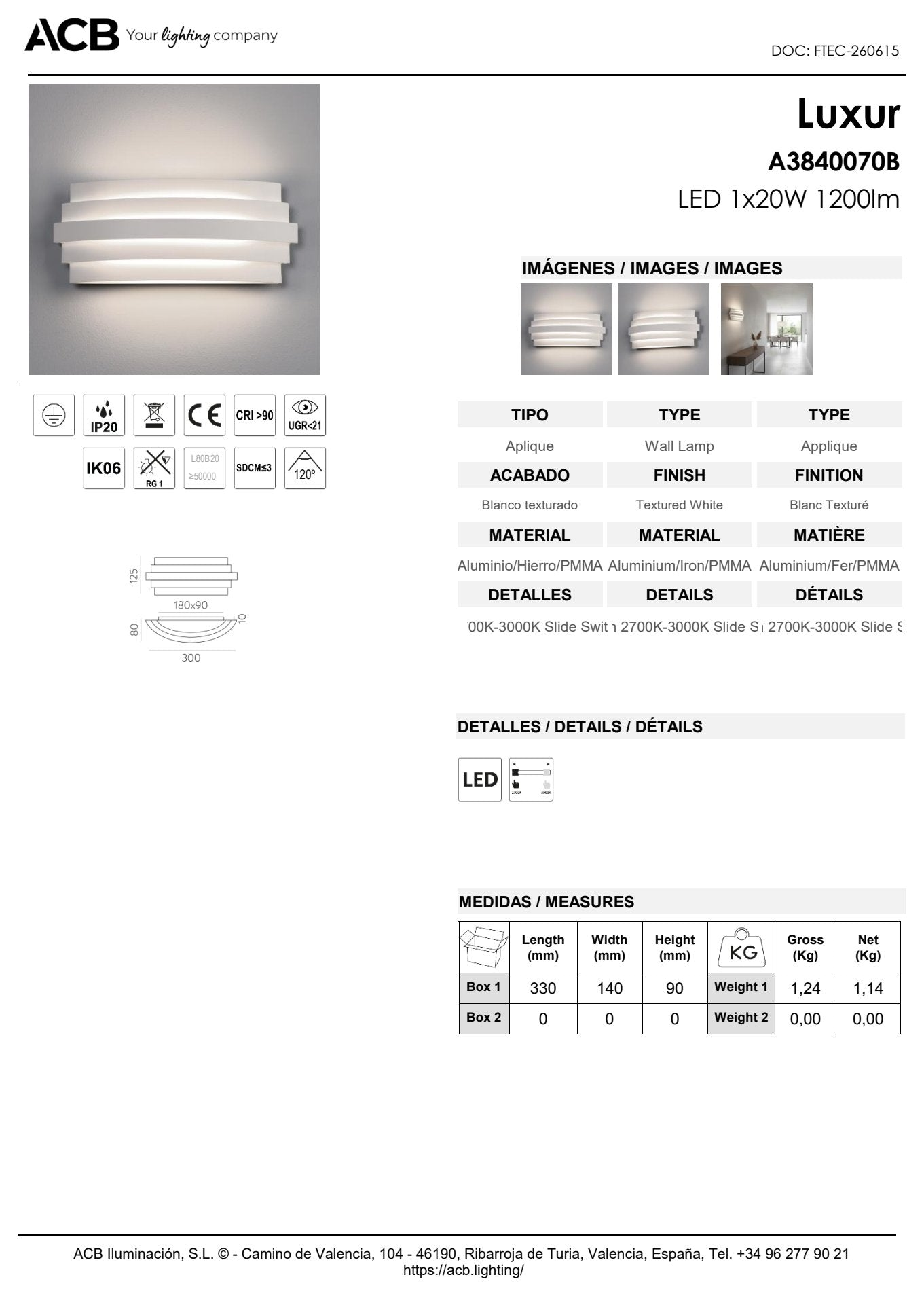 Scheda tecnica Luxur - ACB
