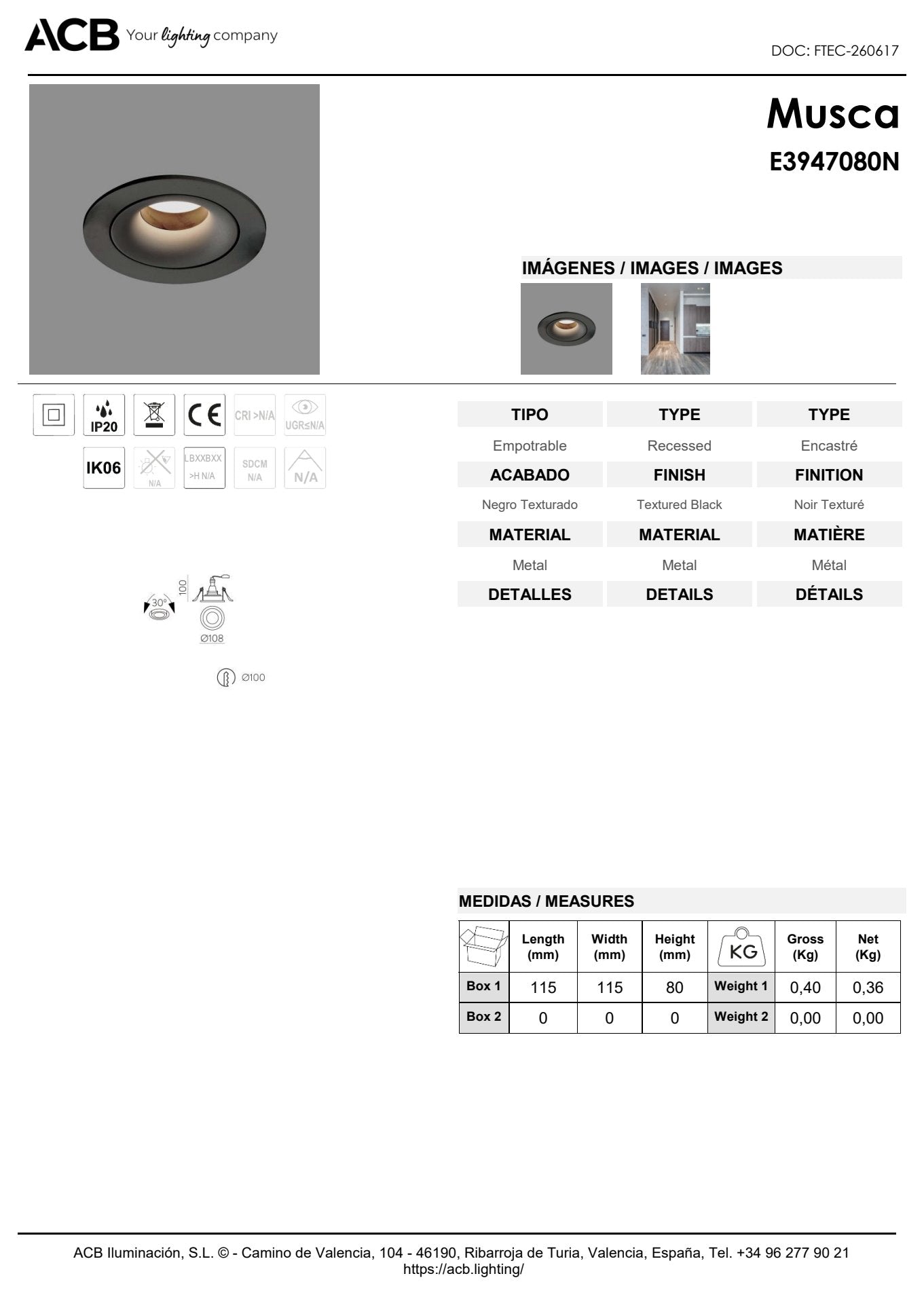 Scheda tecnica Musca - ACB