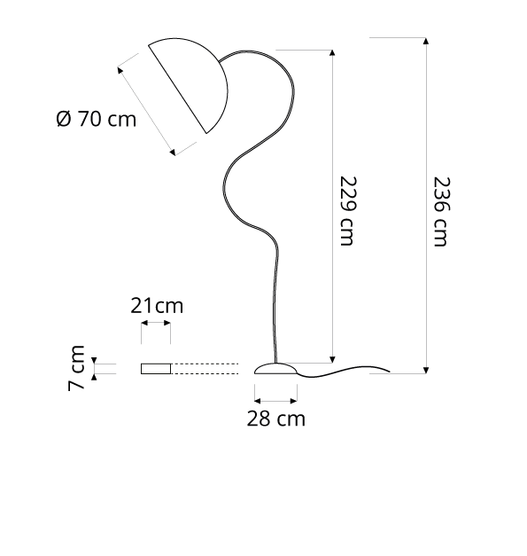 Mezza luna piantana nebulite — lampada da terra Ø 70 cm