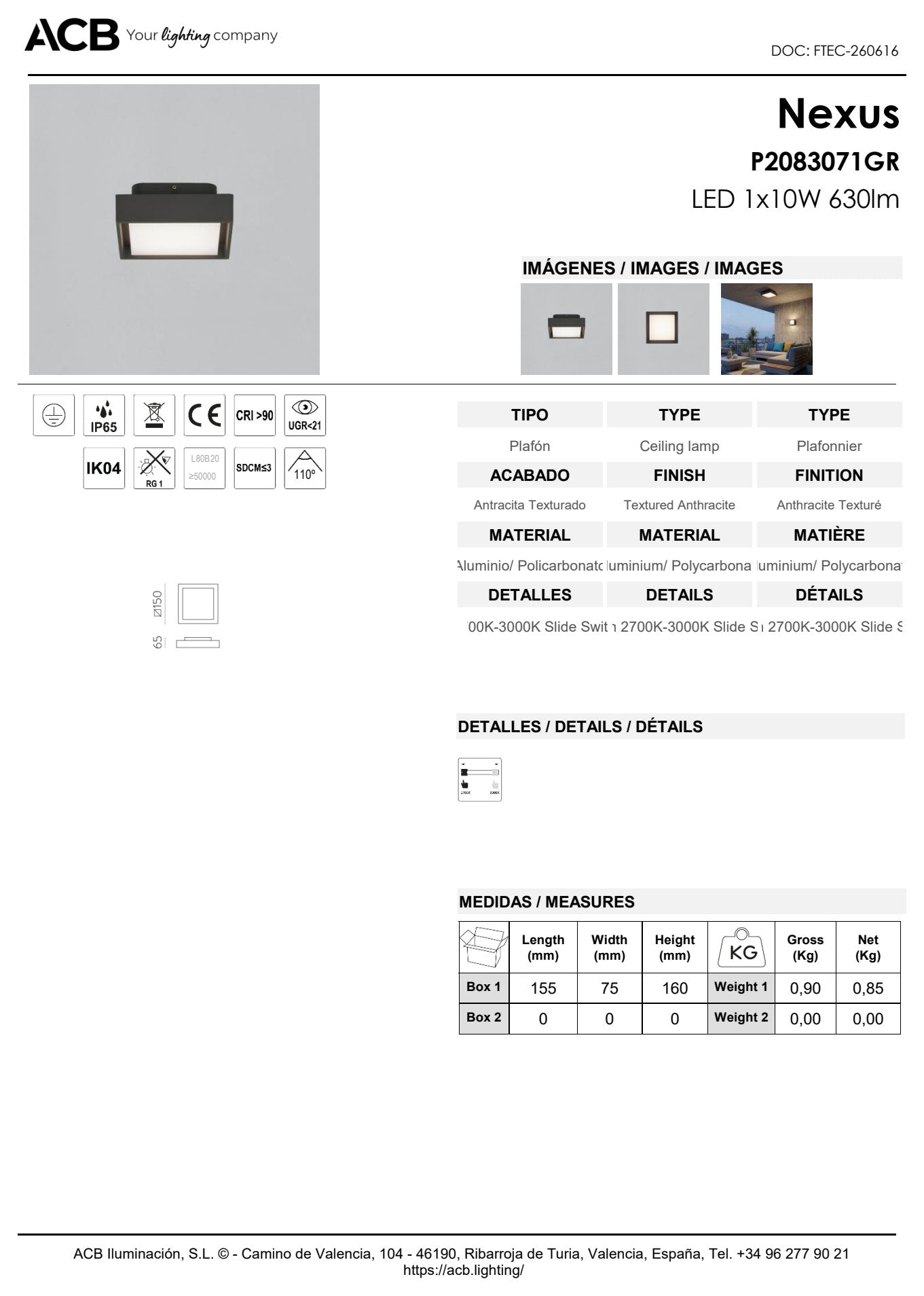 Scheda tecnica Nexus - ACB