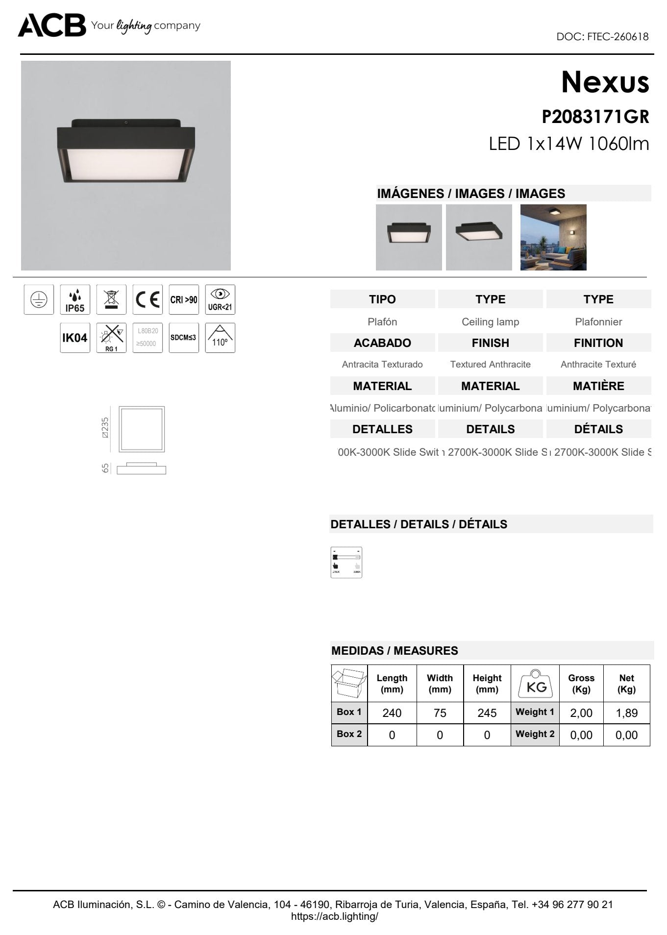 Scheda tecnica Nexus - ACB