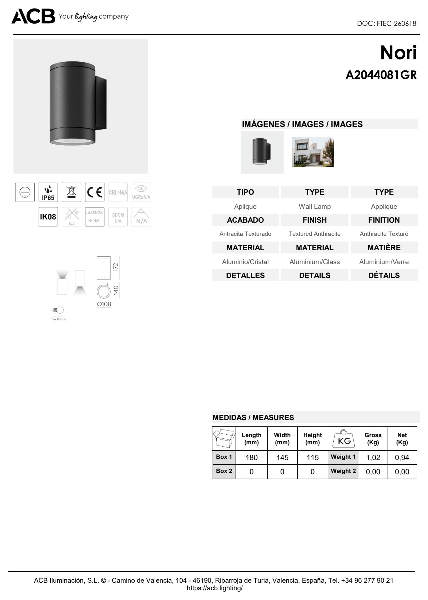 Scheda tecnica Nori - ACB