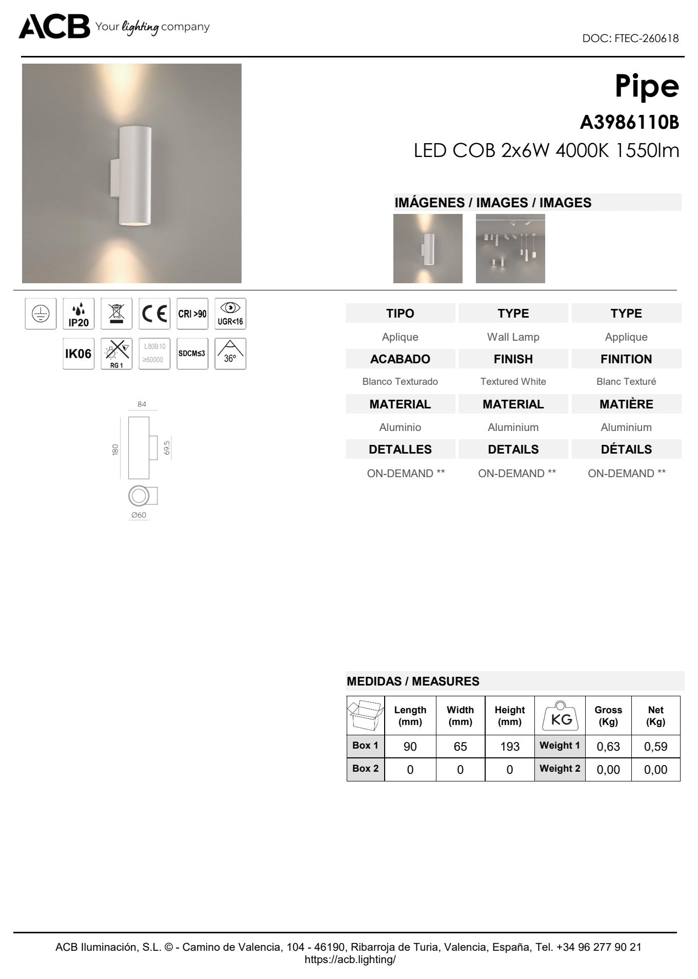 Scheda tecnica Pipe - ACB