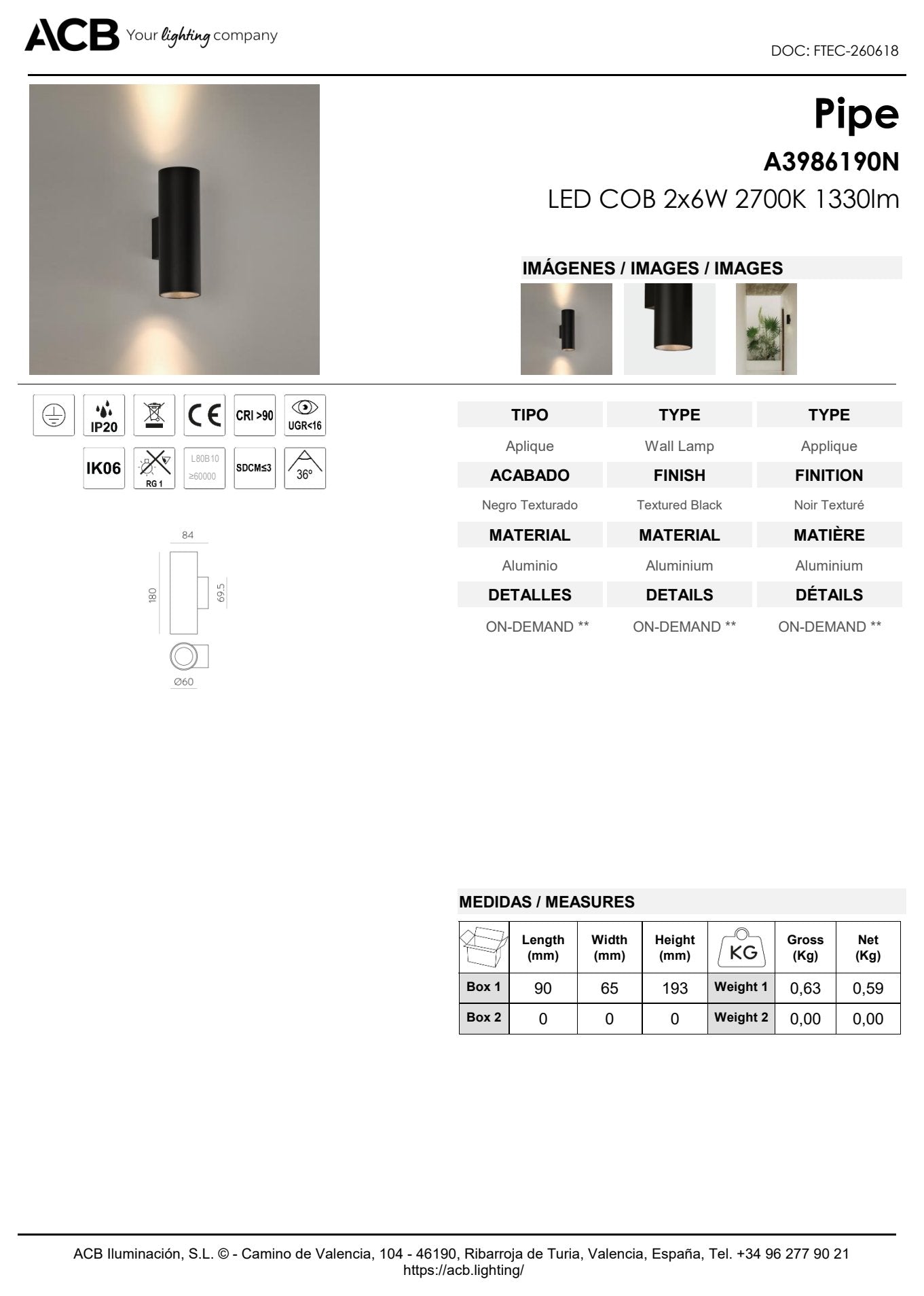 Scheda tecnica Pipe - ACB