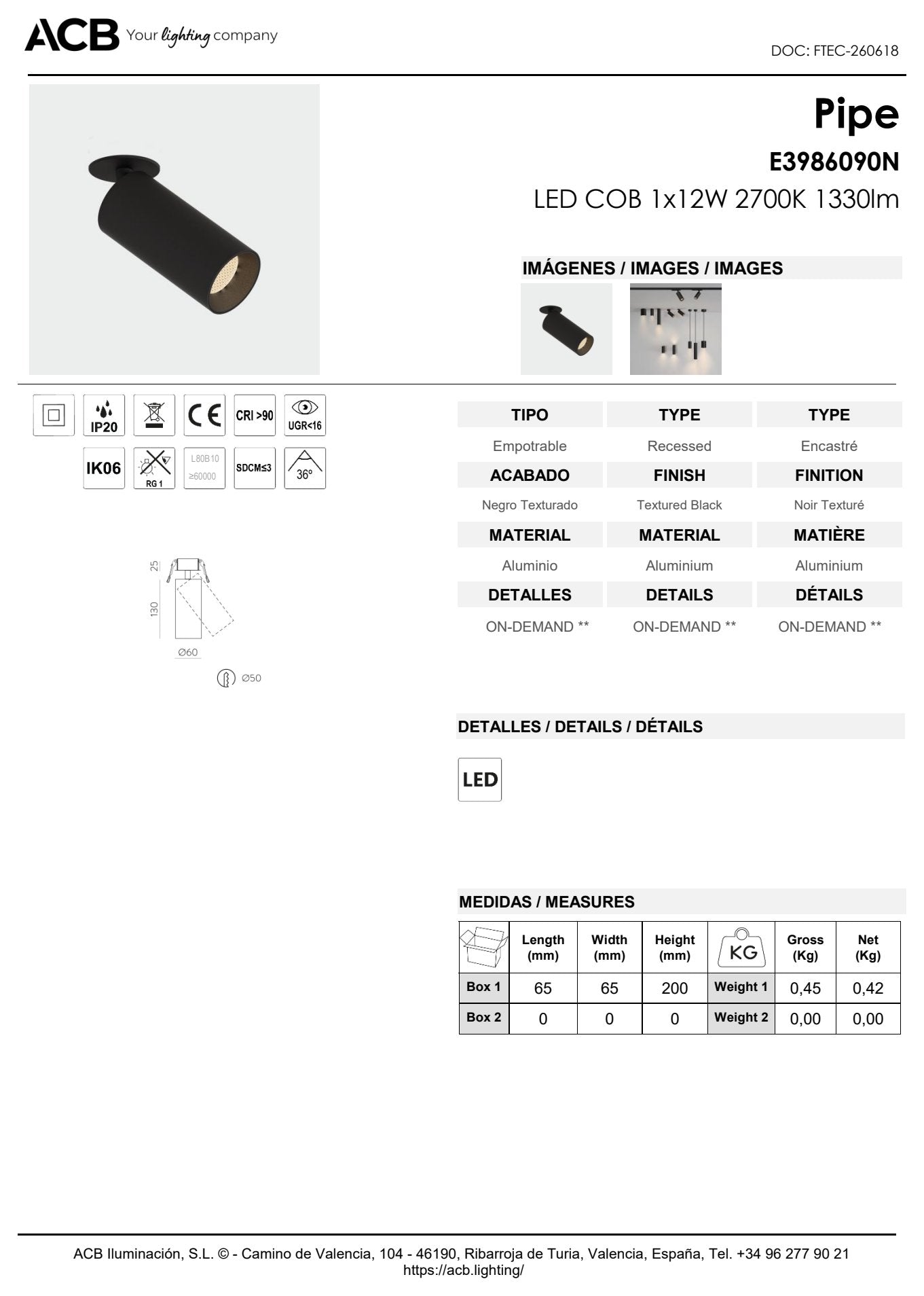 Scheda tecnica Pipe - ACB