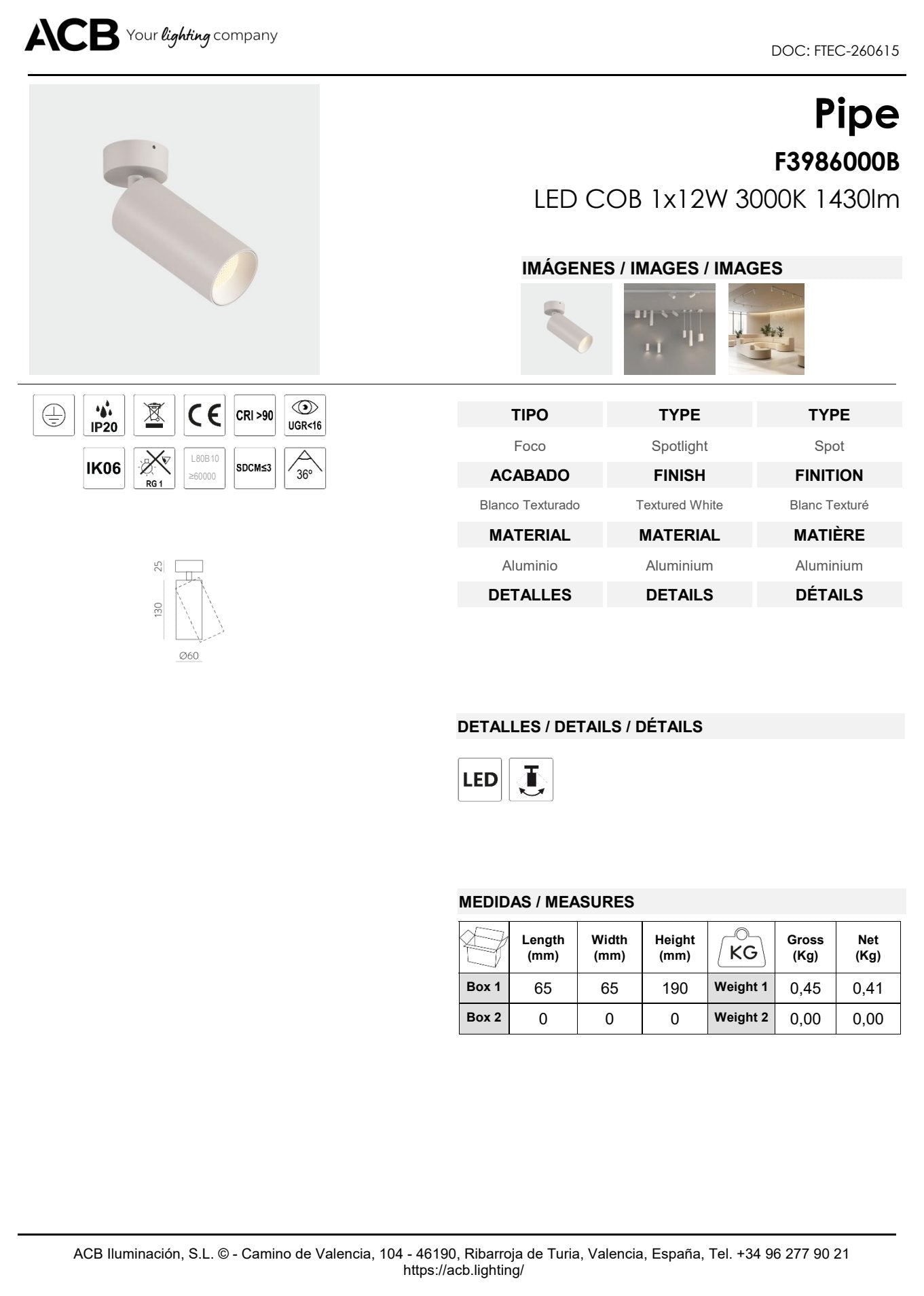 Scheda tecnica Pipe - ACB
