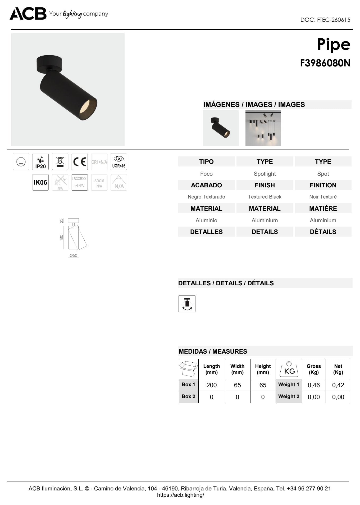 Scheda tecnica Pipe - ACB