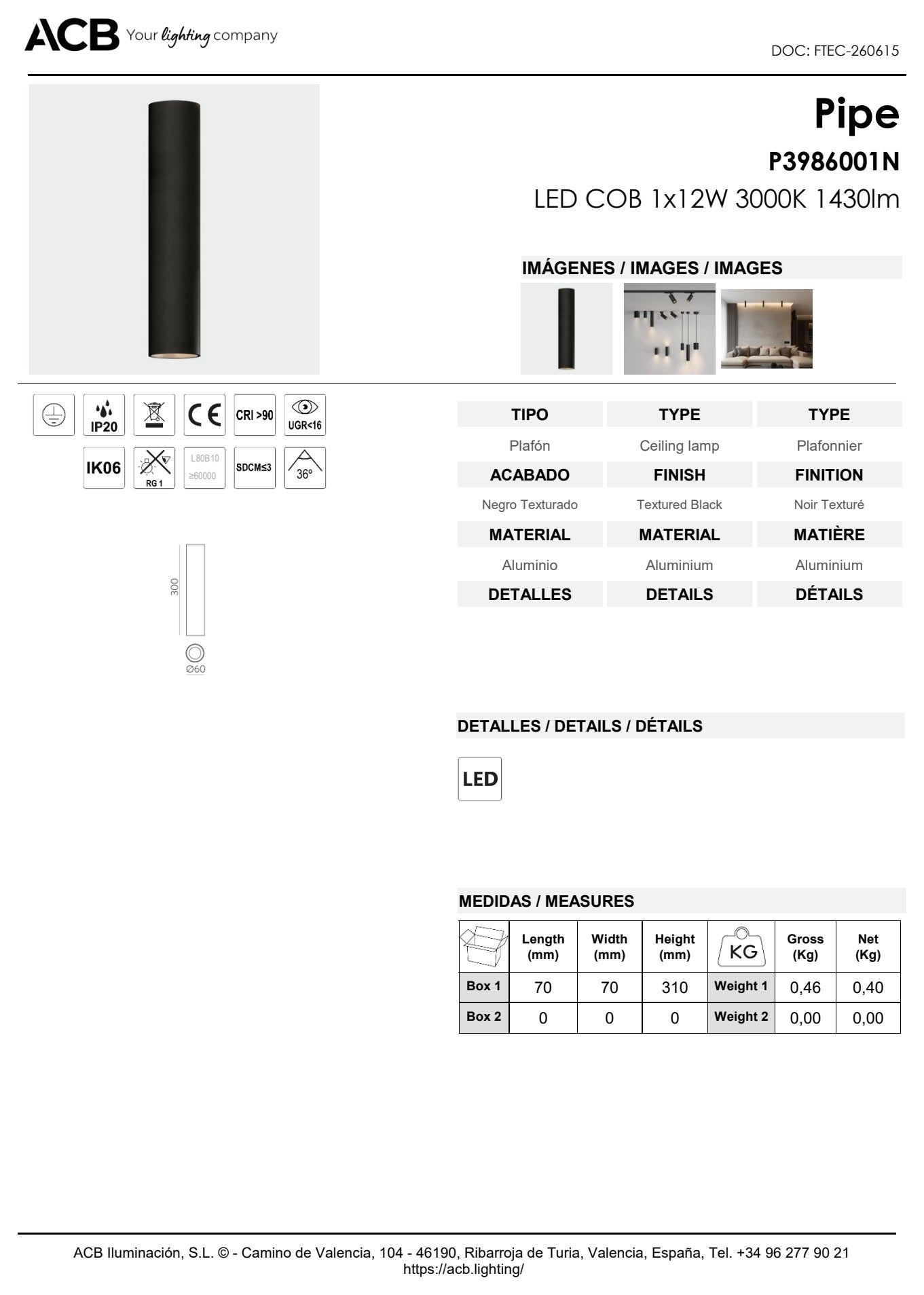 Scheda tecnica Pipe - ACB