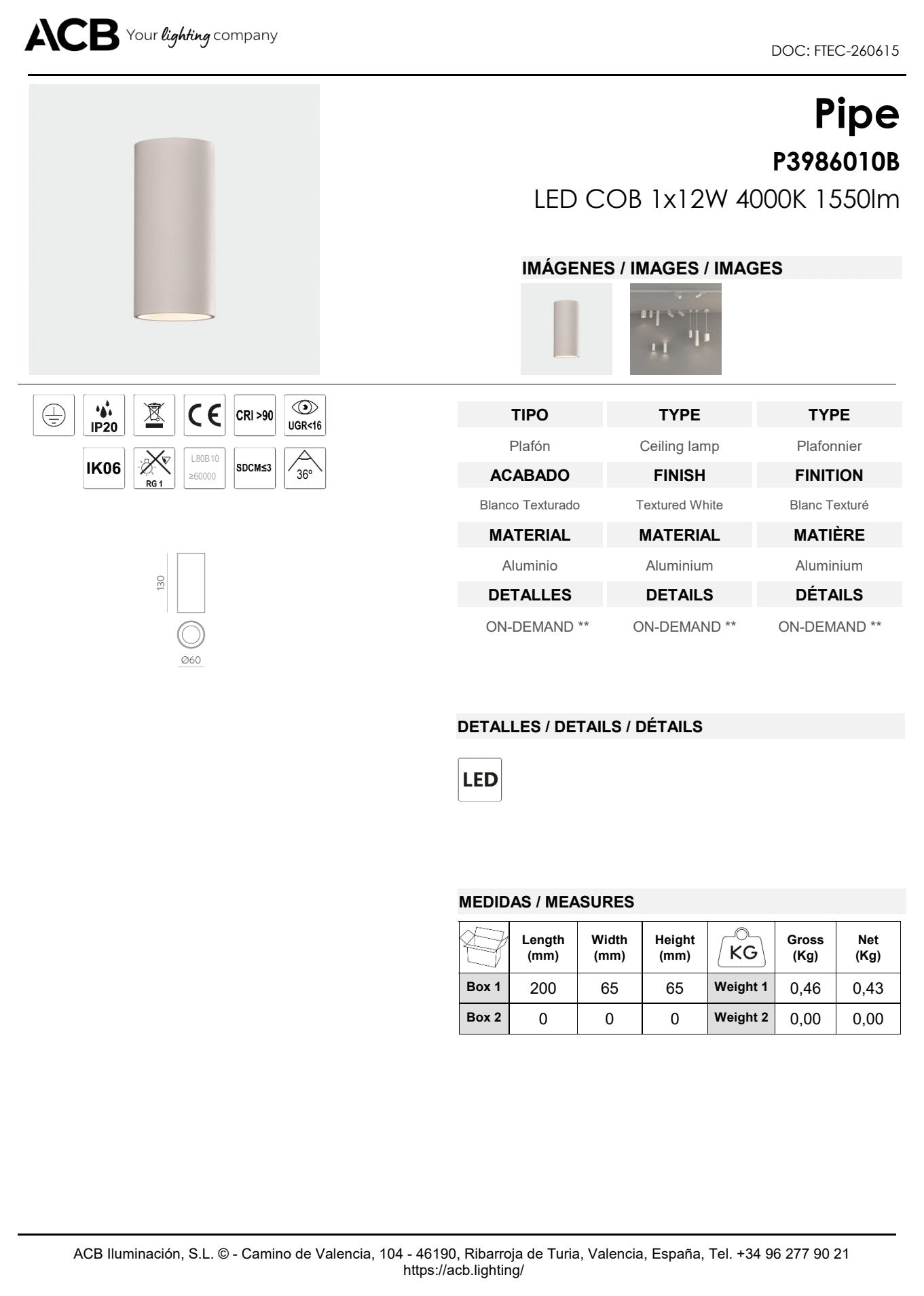 Scheda tecnica Pipe - ACB