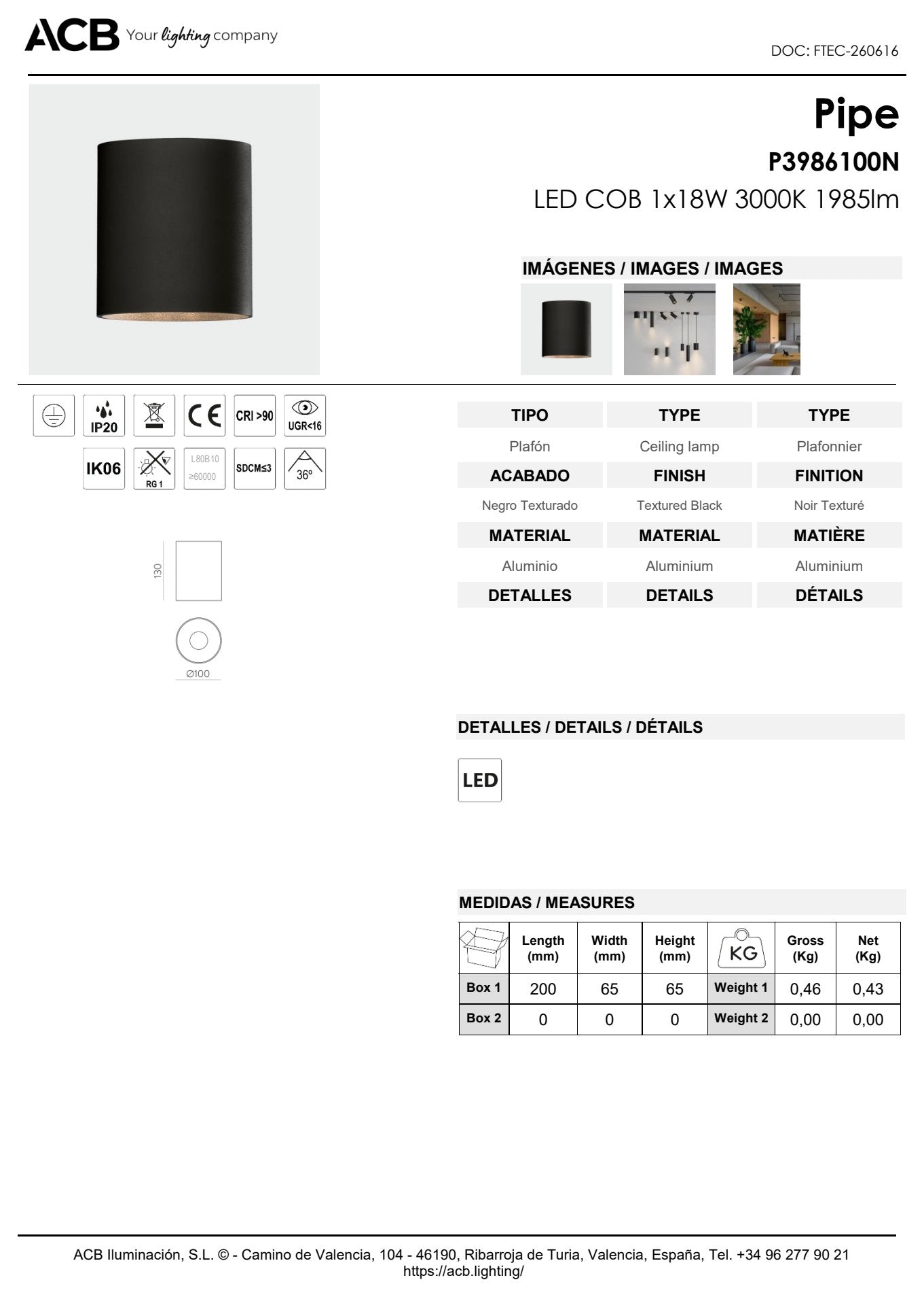 Scheda tecnica Pipe - ACB