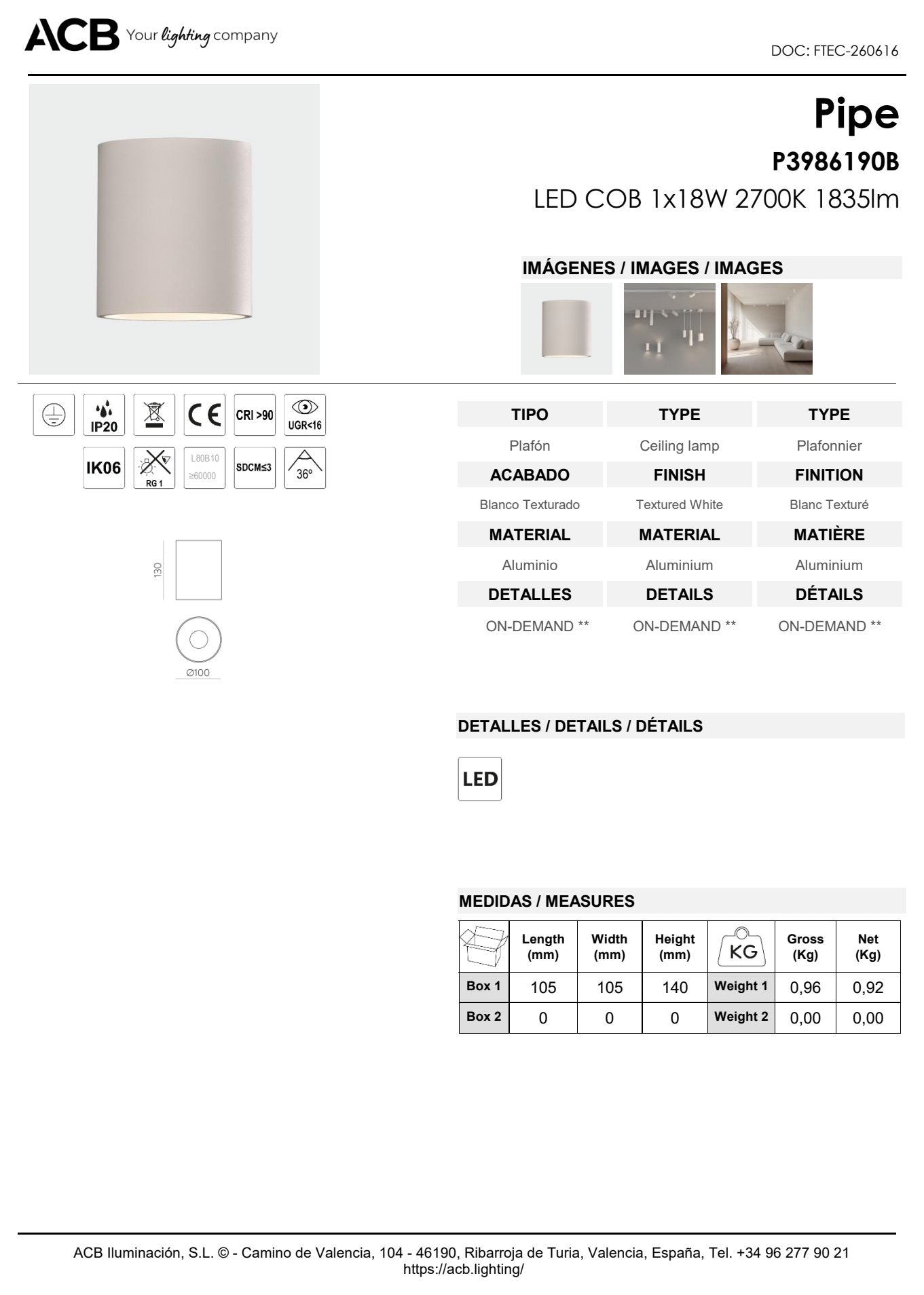 Scheda tecnica Pipe - ACB